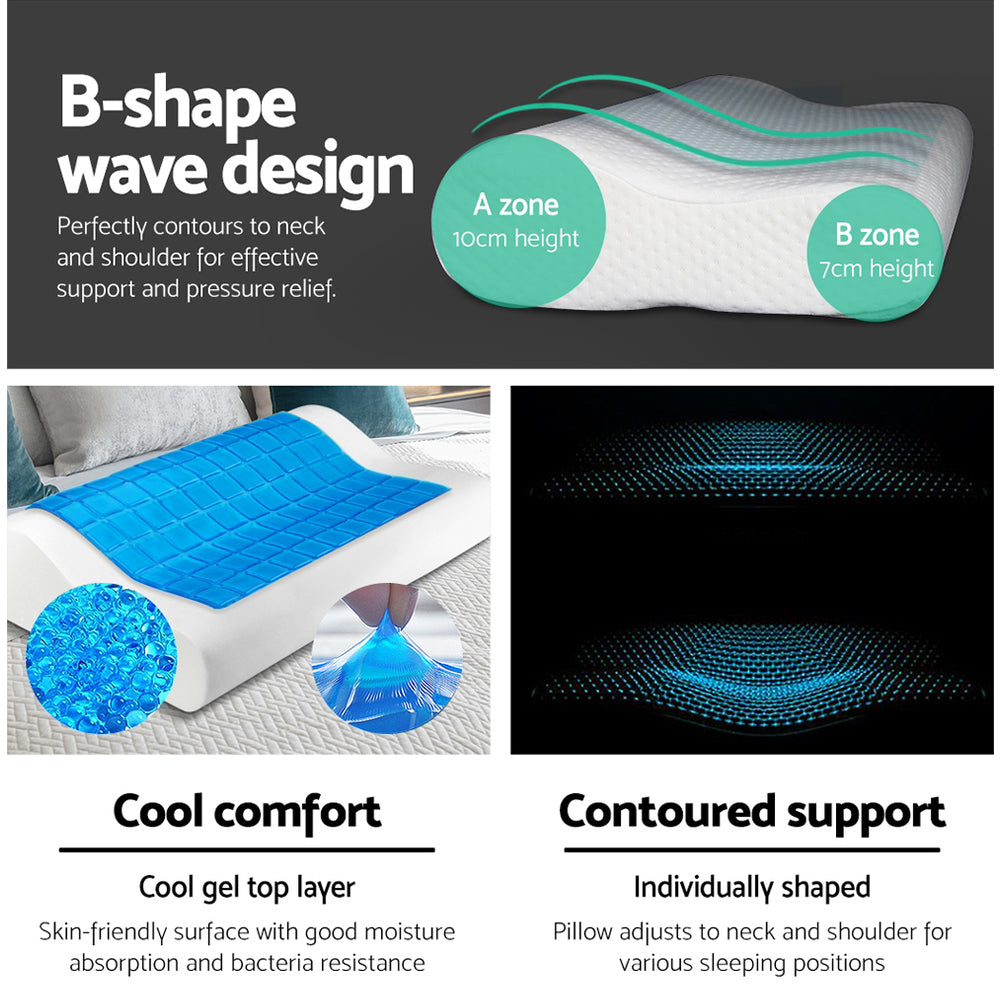Pillows: Giselle Bedding Contour Pillow Cool Gel Twin Pack