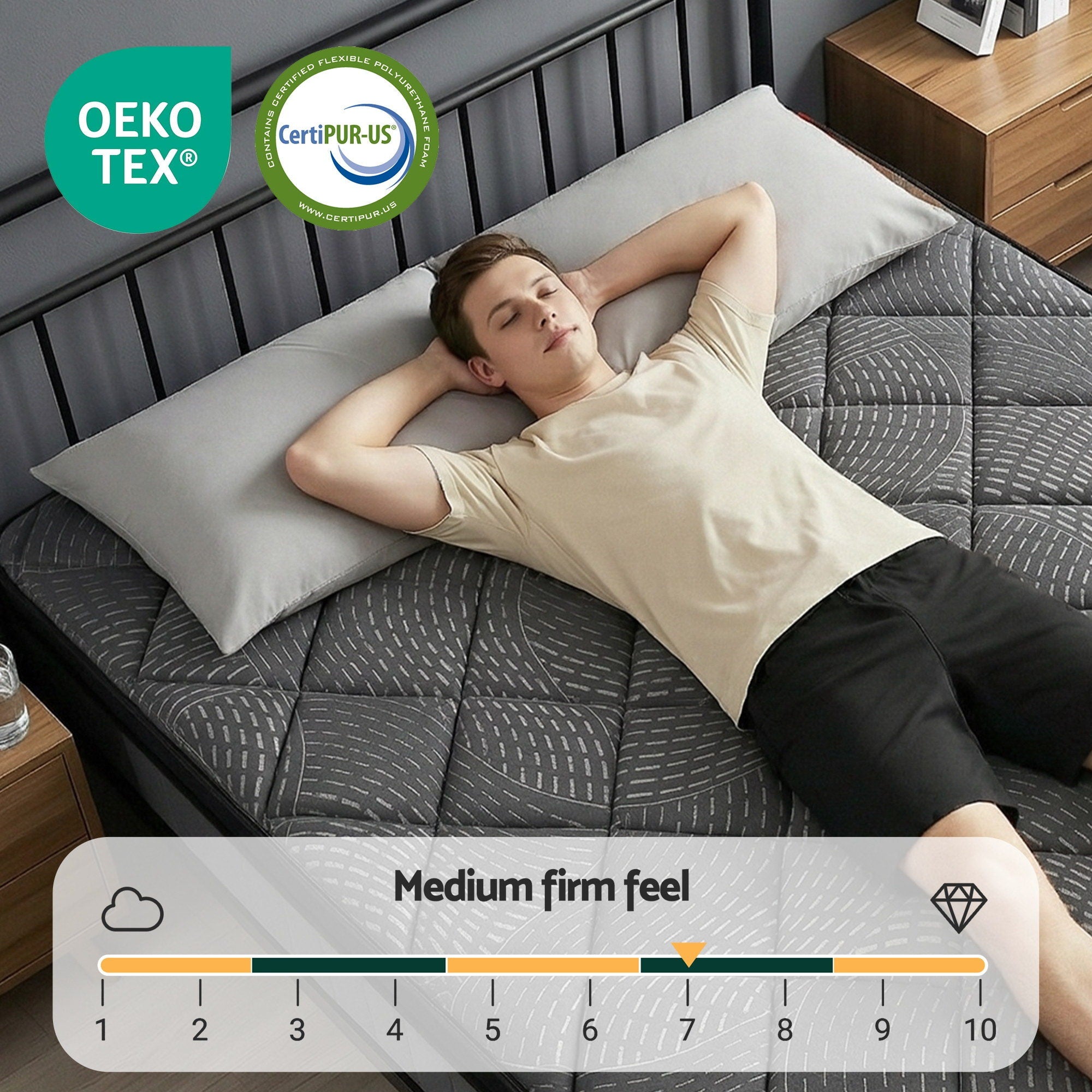 Double Mattress: Giselle Bedding Double Mattress 25cm Pocket Spring Latex Euro Top Medium Firm Bed