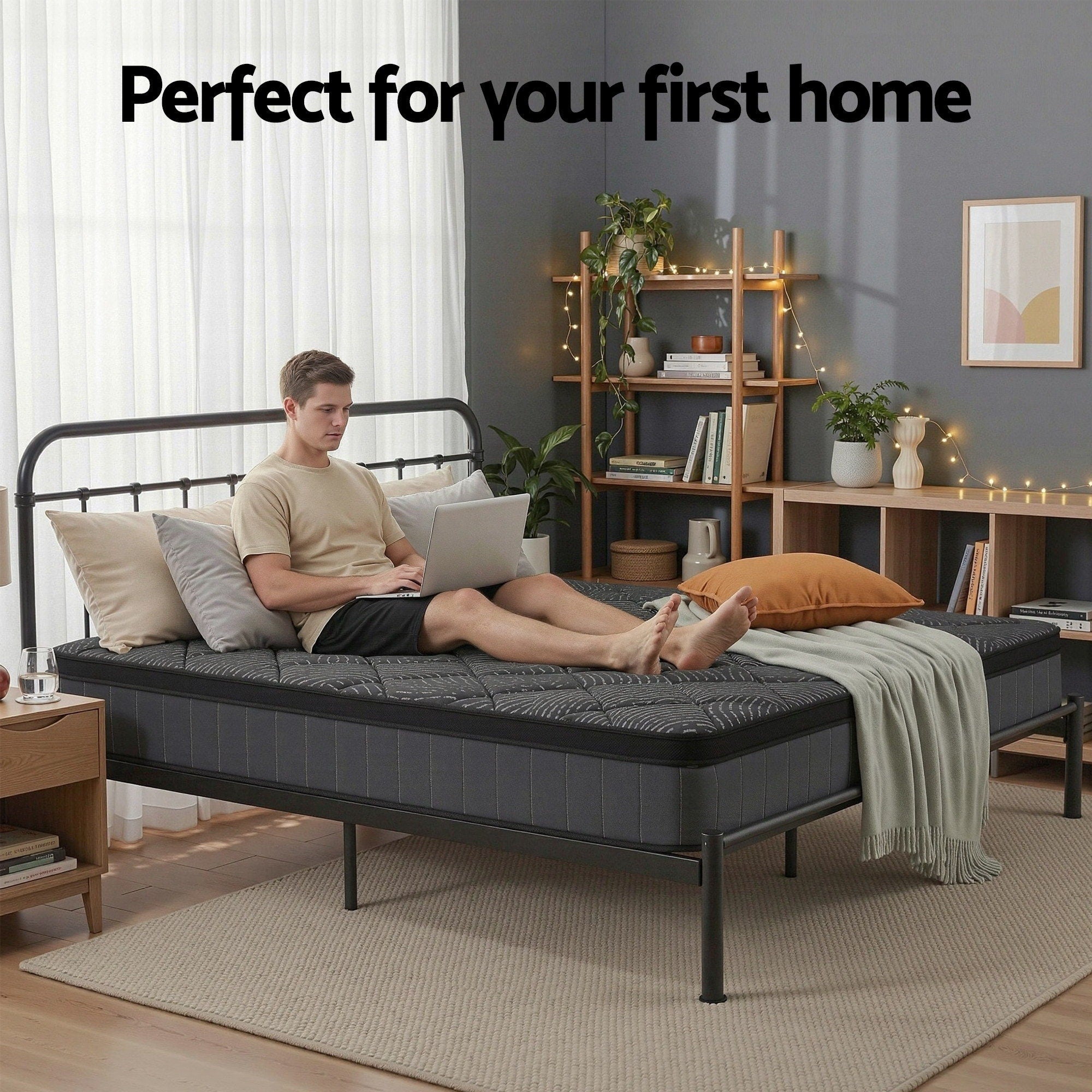 Double Mattress: Giselle Bedding Double Mattress 25cm Pocket Spring Latex Euro Top Medium Firm Bed