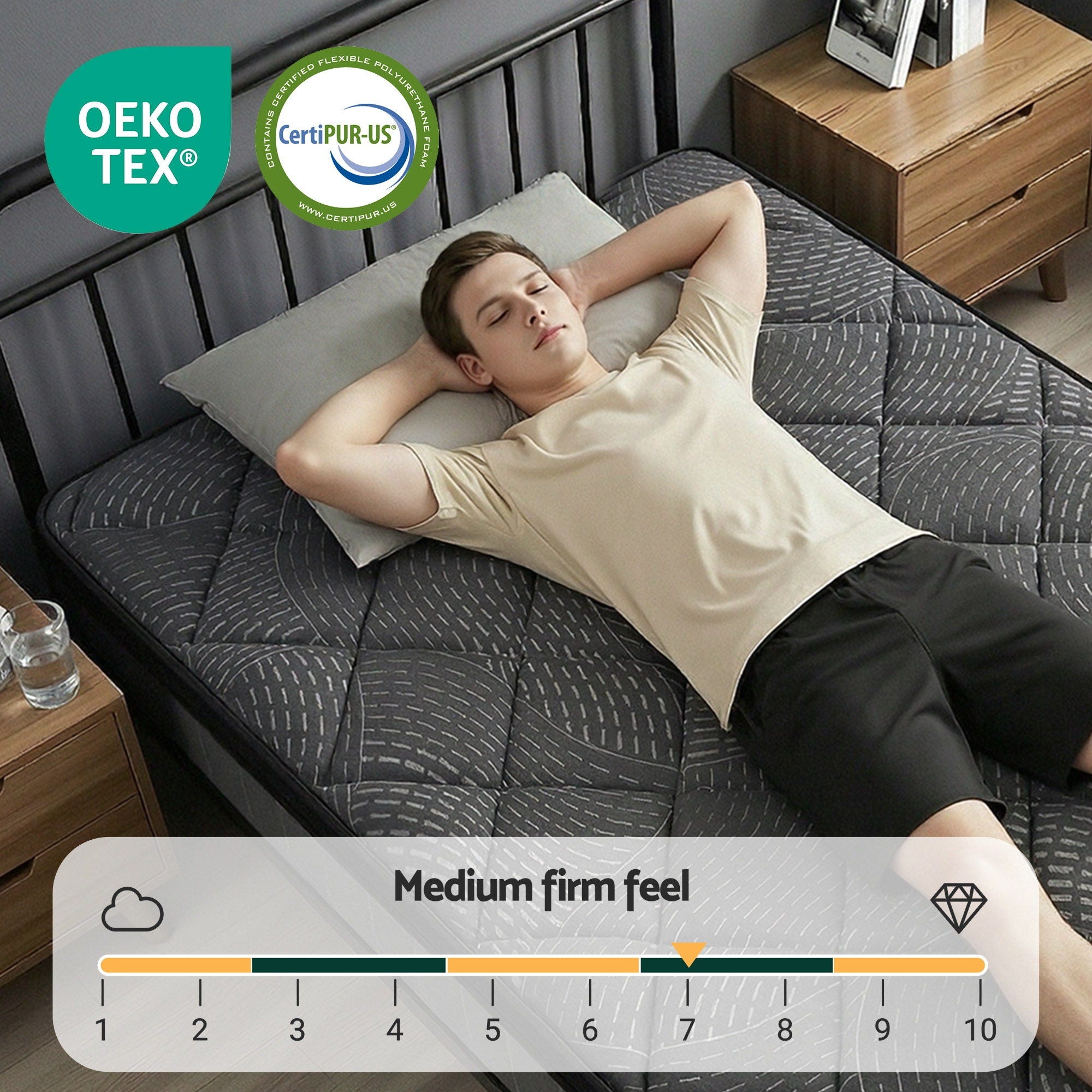 King Single Mattress: Giselle Bedding King Single Mattress 25cm Pocket Spring Latex Euro Top Medium Firm Bed