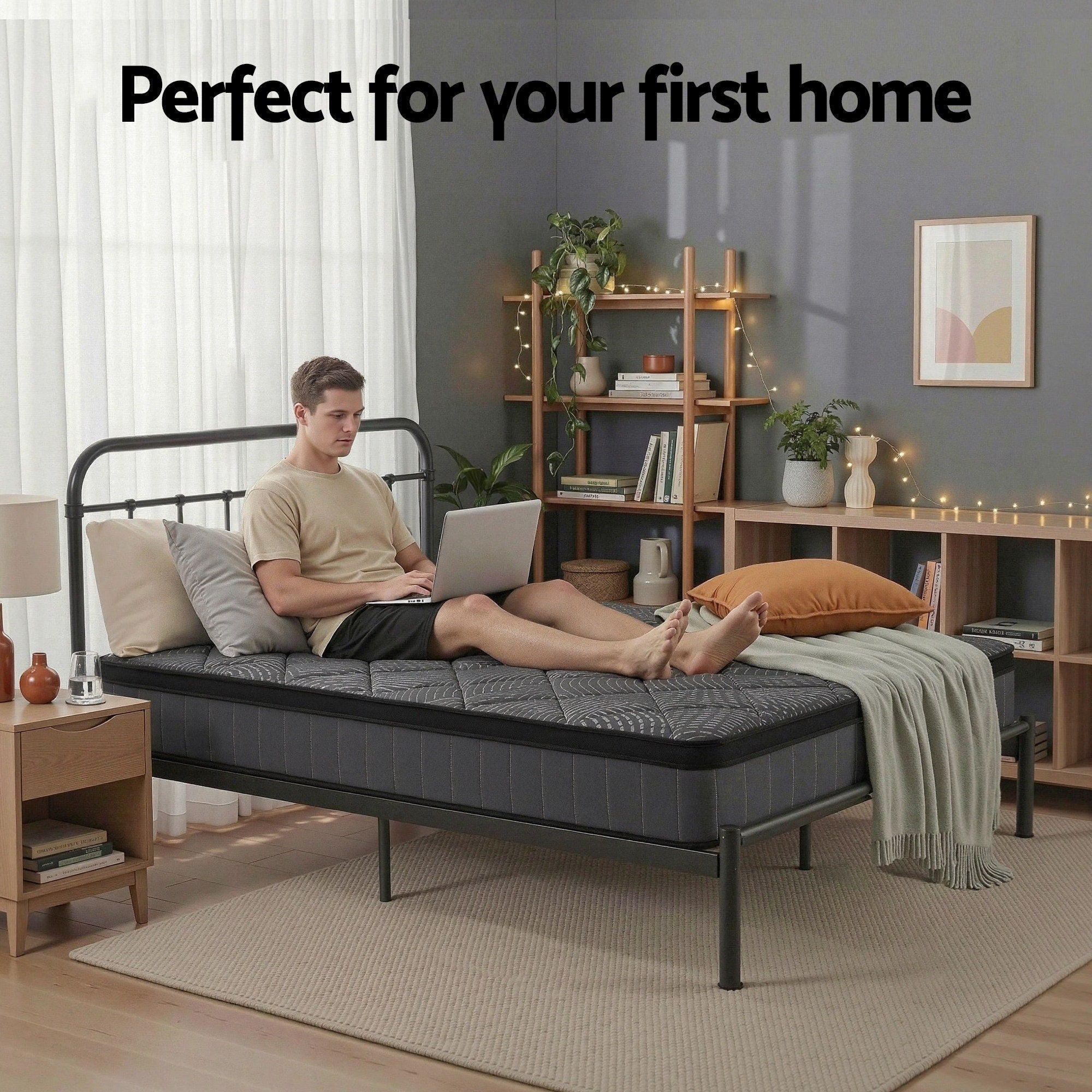 King Single Mattress: Giselle Bedding King Single Mattress 25cm Pocket Spring Latex Euro Top Medium Firm Bed