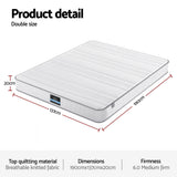 Double Mattress: Giselle Double Mattress 20cm with Reinforced Edge Support Egg-Crate Foam