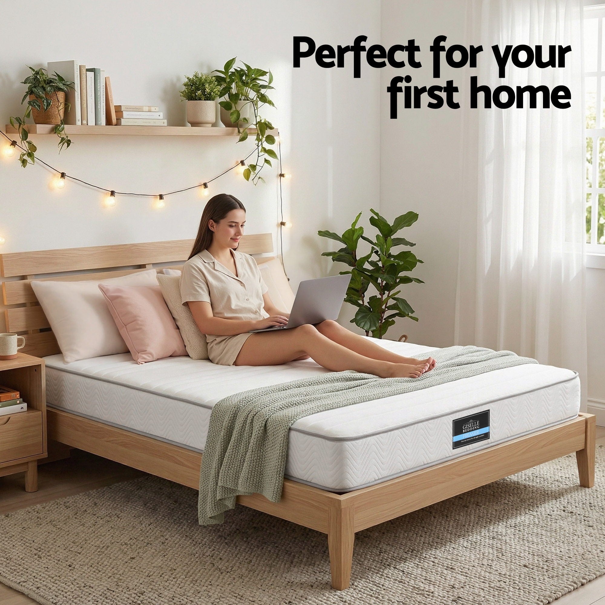 Giselle Double Mattress 20cm with Reinforced Edge Support Egg-Crate Foam