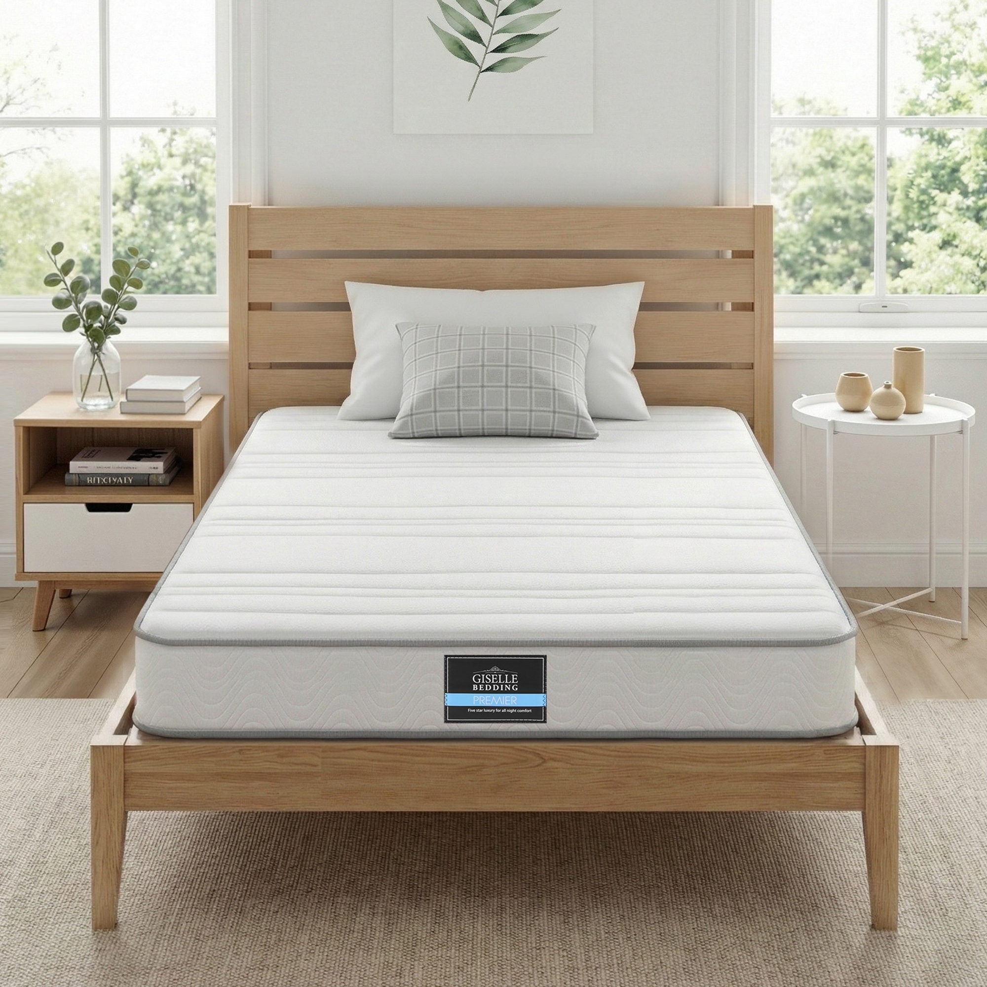 King Single Mattress: Giselle King Single Mattress 20cm with Reinforced Edge Support Egg-Crate Foam