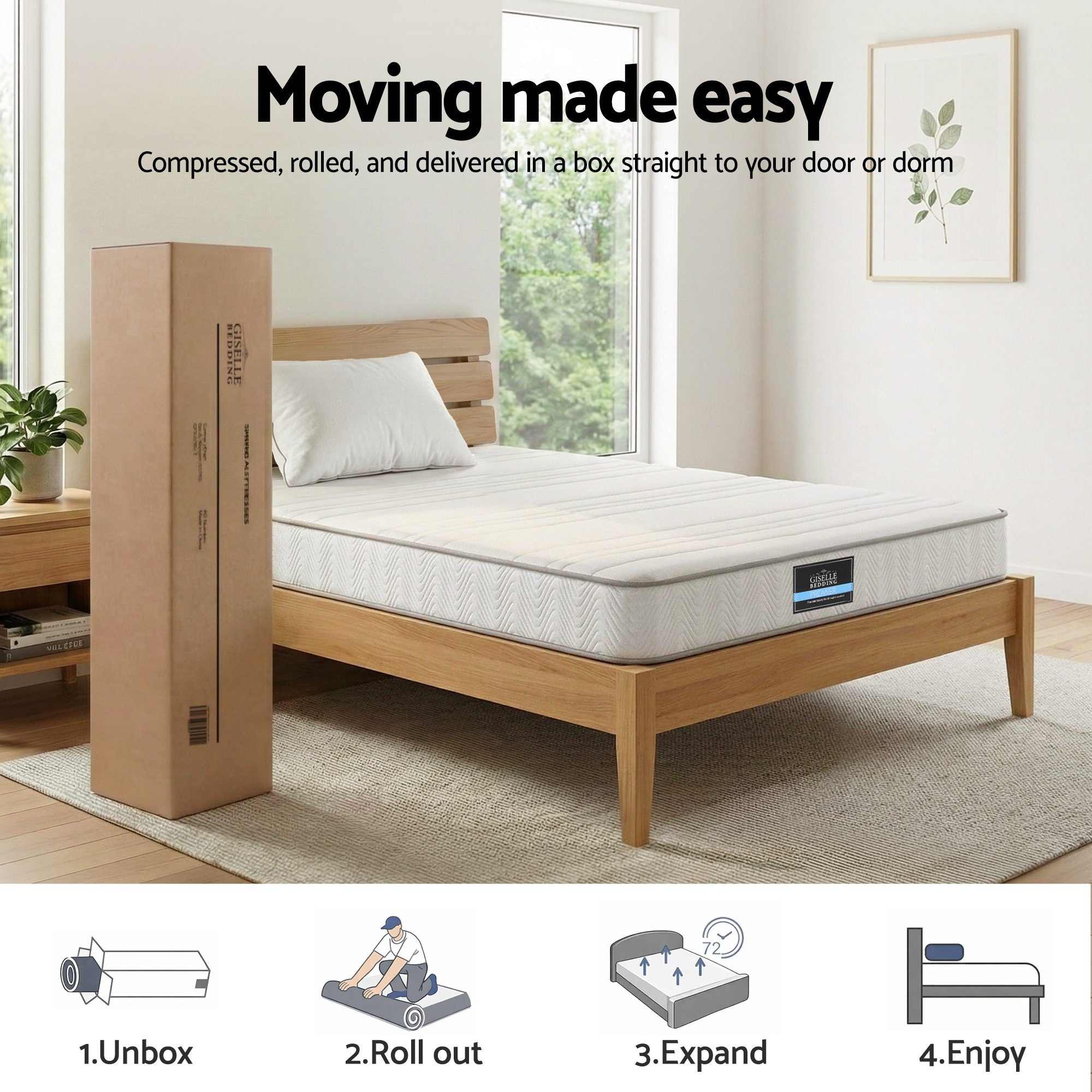 King Single Mattress: Giselle King Single Mattress 20cm with Reinforced Edge Support Egg-Crate Foam
