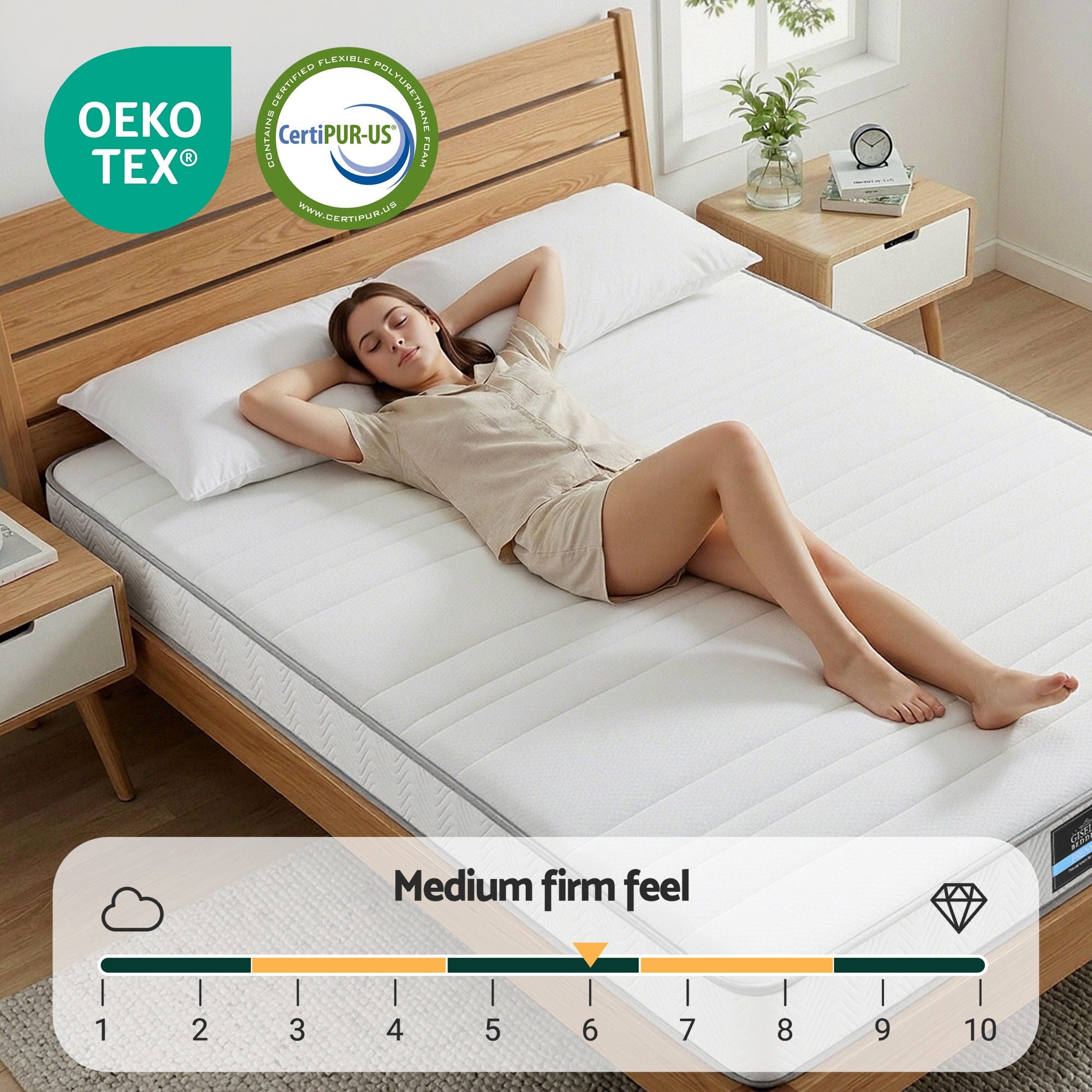Queen Mattress: Giselle Queen Mattress 20cm with Reinforced Edge Support Egg-Crate Foam