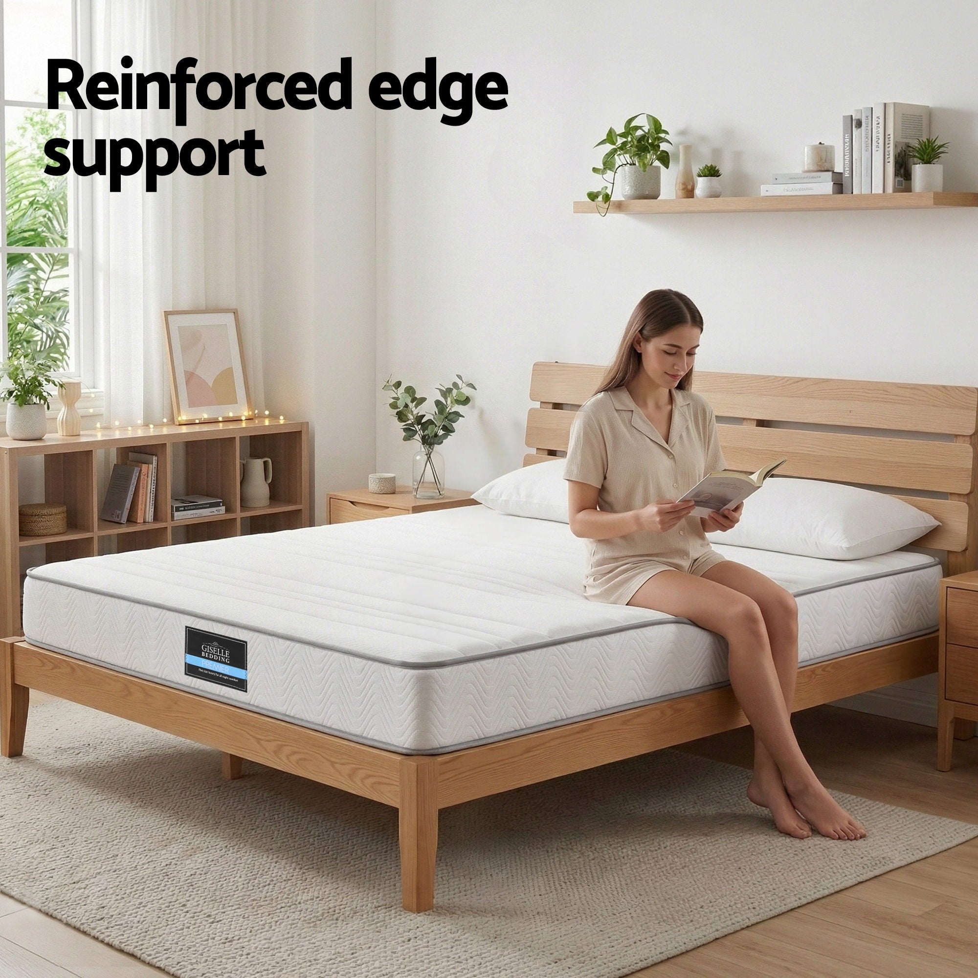 Queen Mattress: Giselle Queen Mattress 20cm with Reinforced Edge Support Egg-Crate Foam
