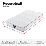 Single Mattress: Giselle Single Mattress 20cm with Reinforced Edge Support Egg-Crate Foam