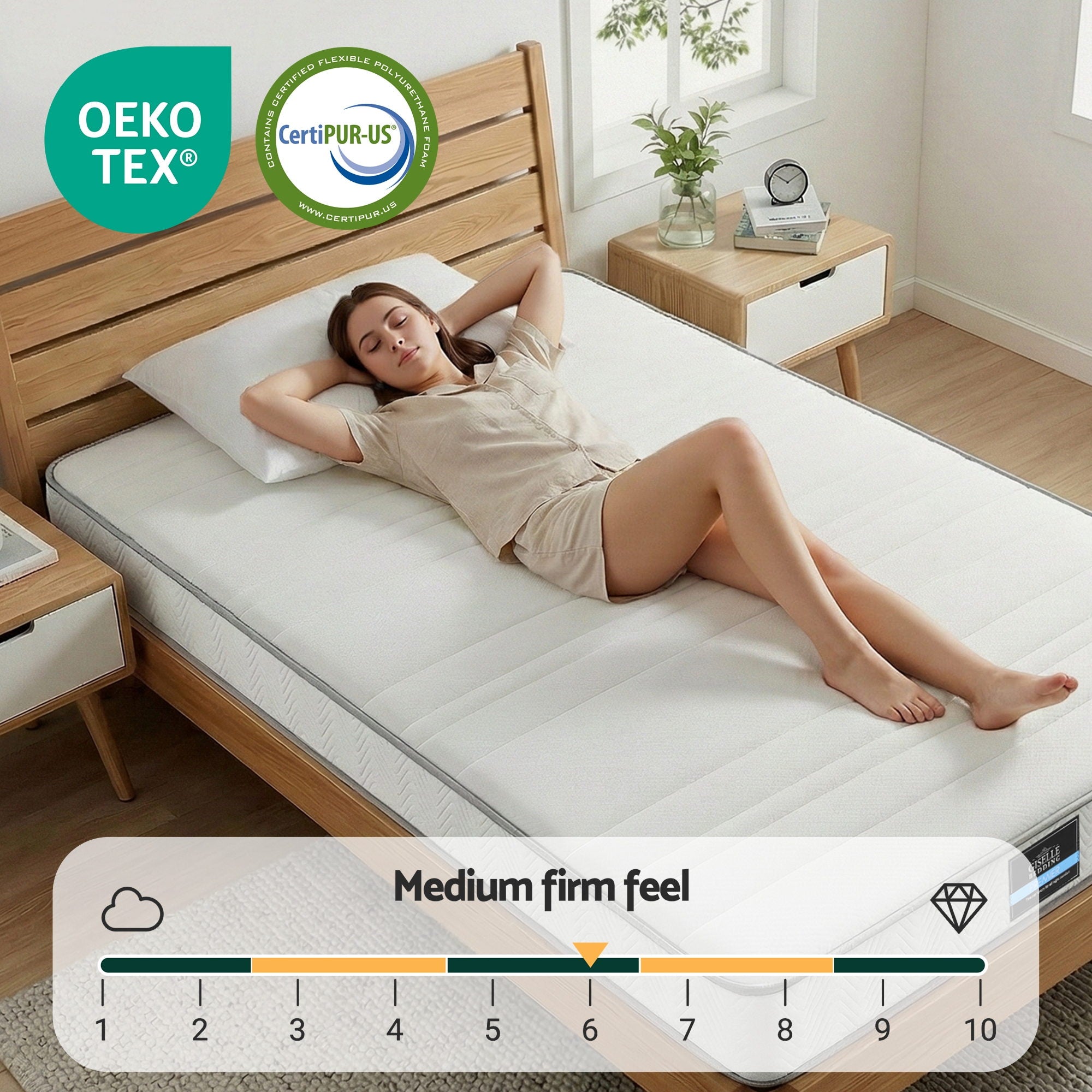 Single Mattress: Giselle Single Mattress 20cm with Reinforced Edge Support Egg-Crate Foam