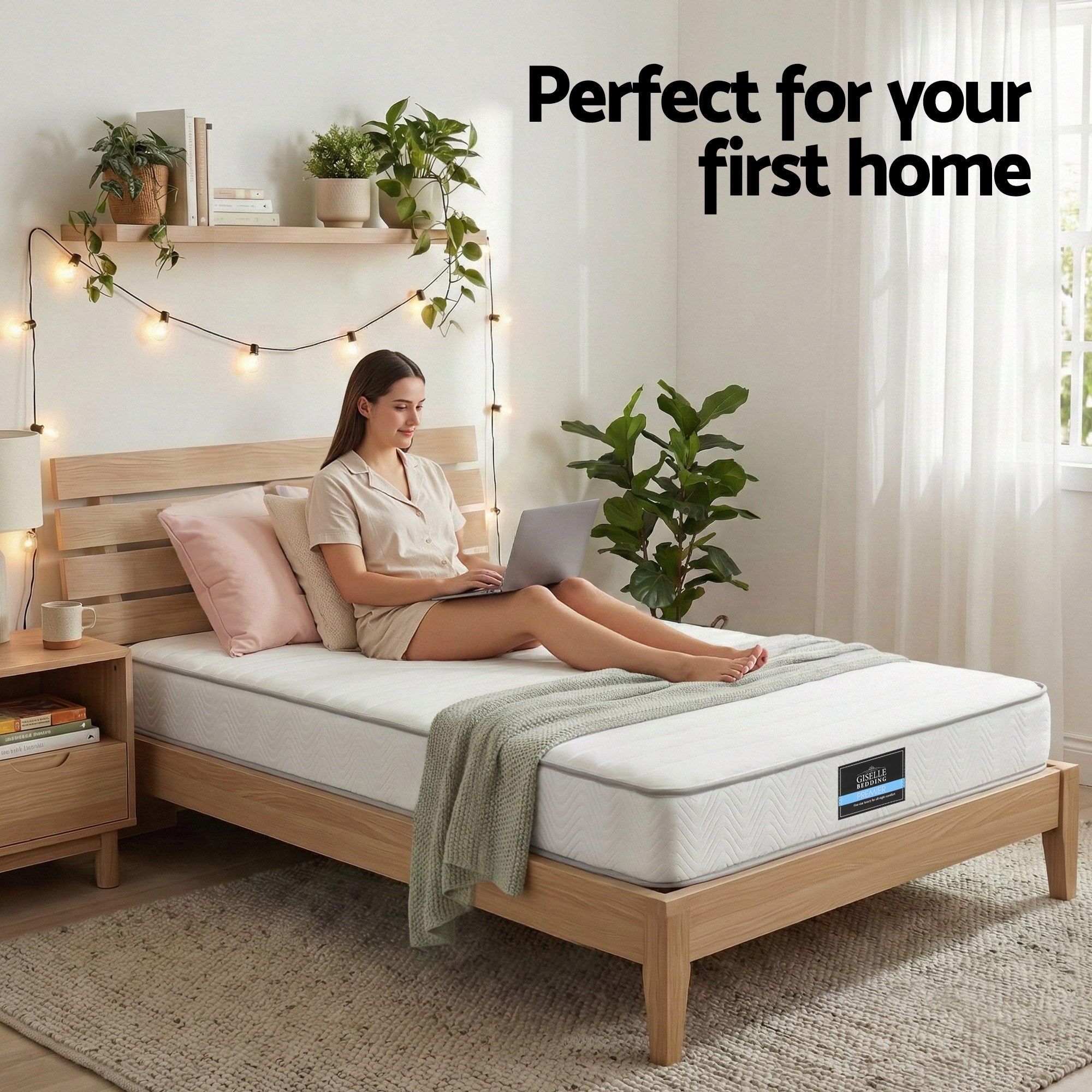 Single Mattress: Giselle Single Mattress 20cm with Reinforced Edge Support Egg-Crate Foam