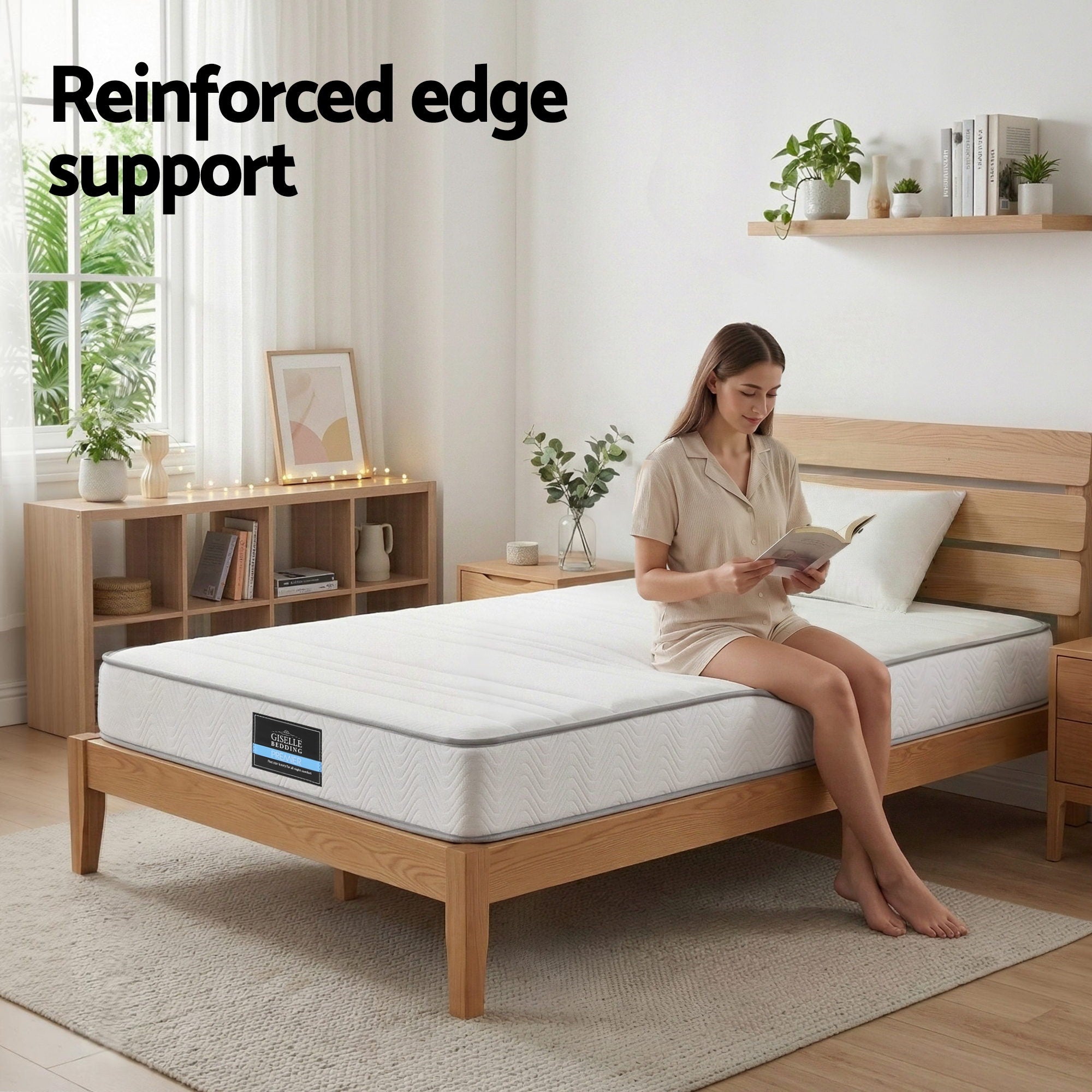 Single Mattress: Giselle Single Mattress 20cm with Reinforced Edge Support Egg-Crate Foam
