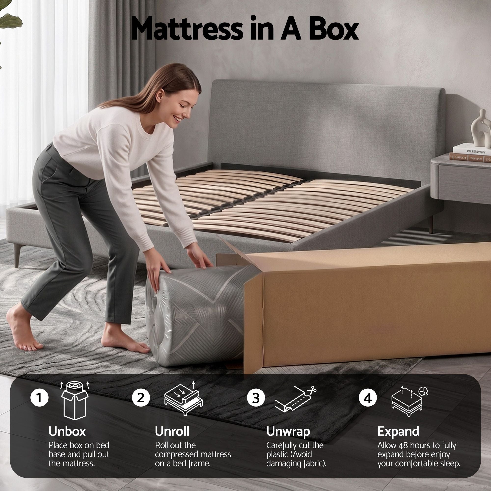Giselle King Mattress 26cm Firm Pocket Spring Dual Edge Support Dark Grey