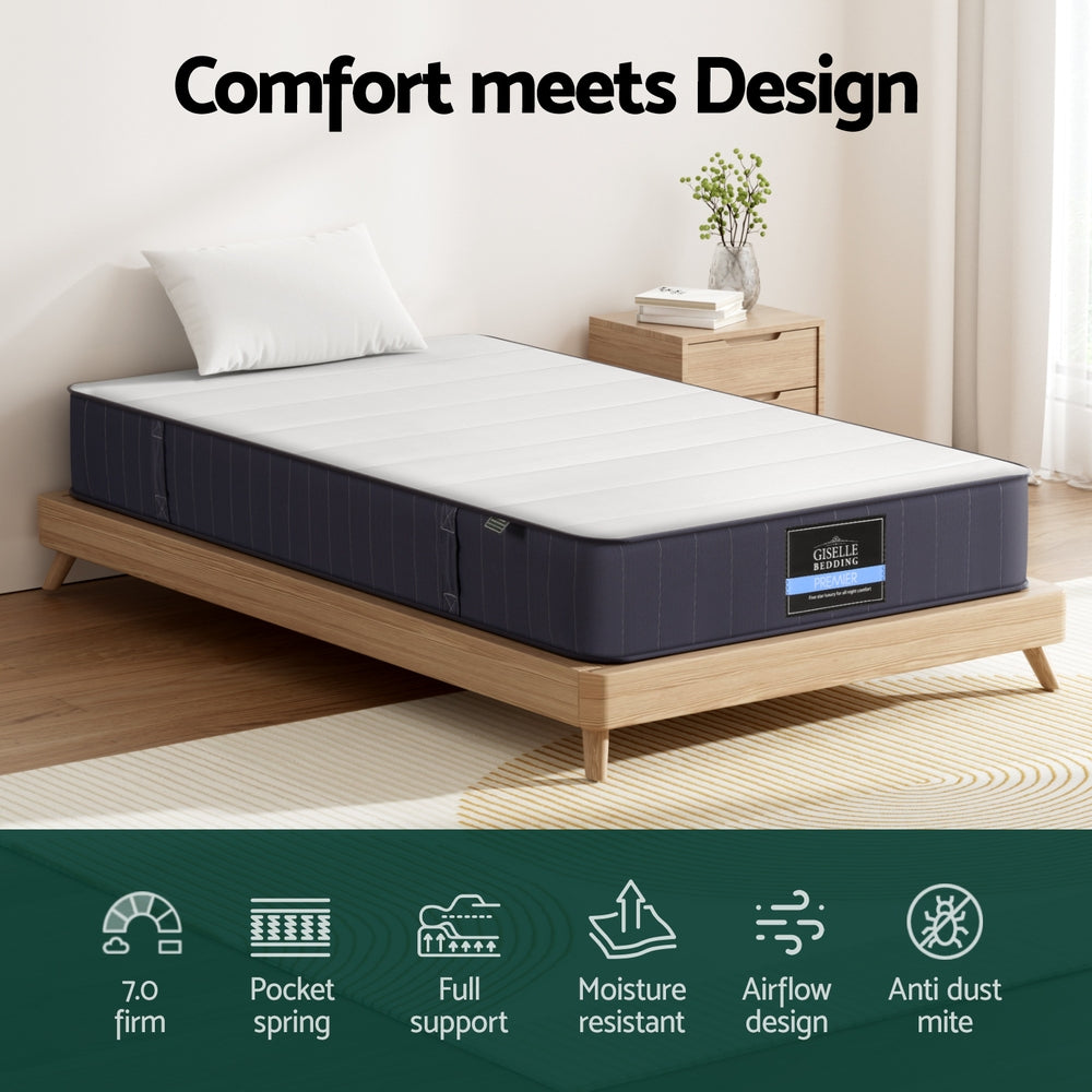 Single Mattress: 20cm Giselle Mattress Single Bed Pocket Spring Mattresses