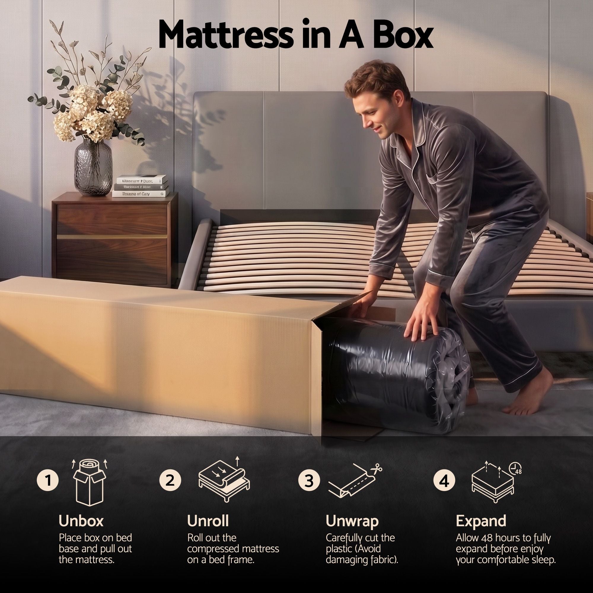 Giselle 34cm King Hybrid Mattress with Cooling Gel Memory Foam and Edge Support