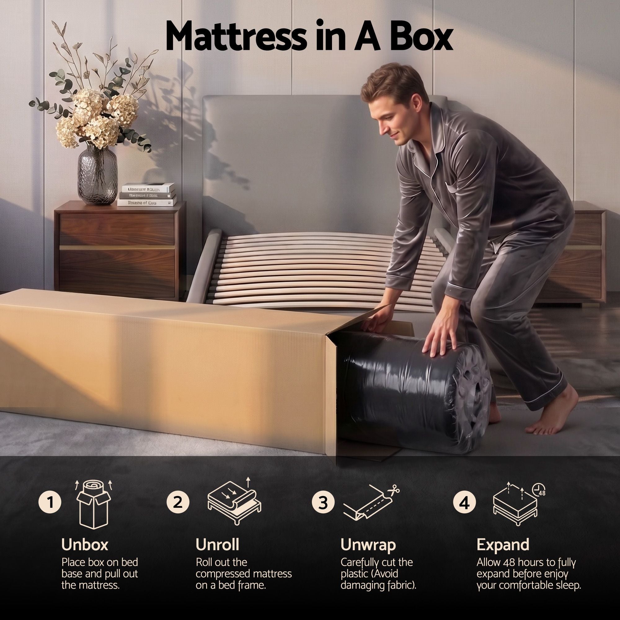 Giselle 34cm King Single Hybrid Mattress with Cooling Gel Memory Foam and Edge Support