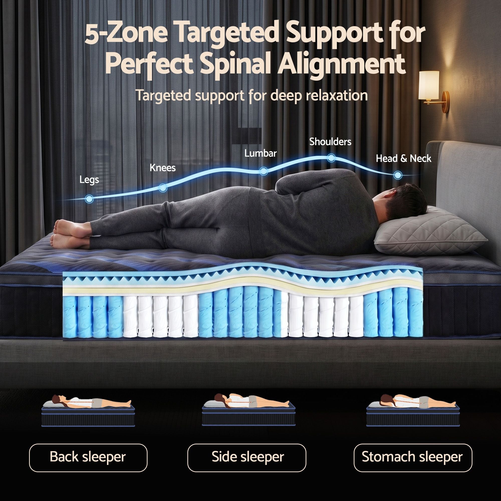 Giselle 34cm Queen Hybrid Mattress with Cooling Gel Memory Foam and Edge Support