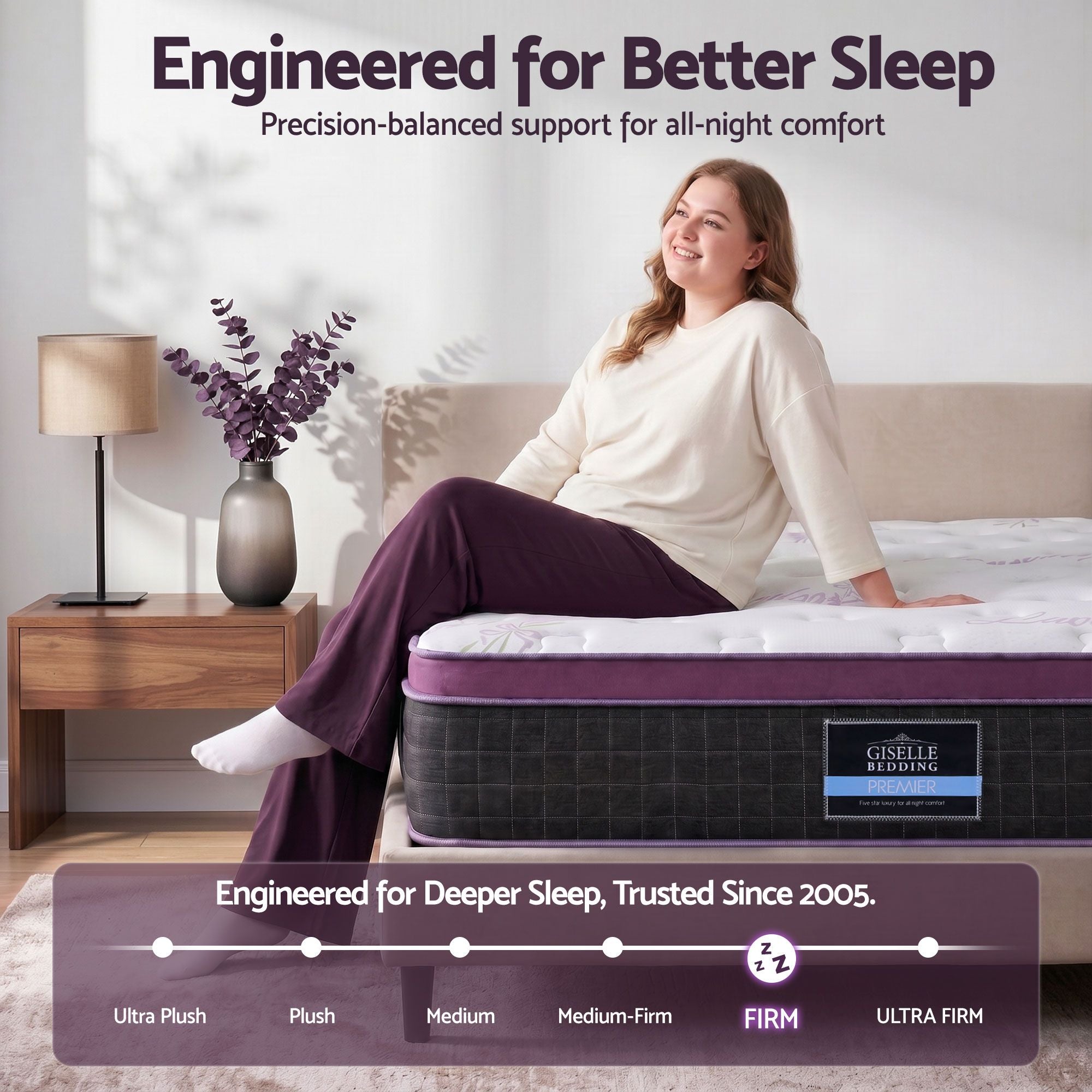 Giselle King Euro Top Mattress Firm Pocket Spring Edge Support