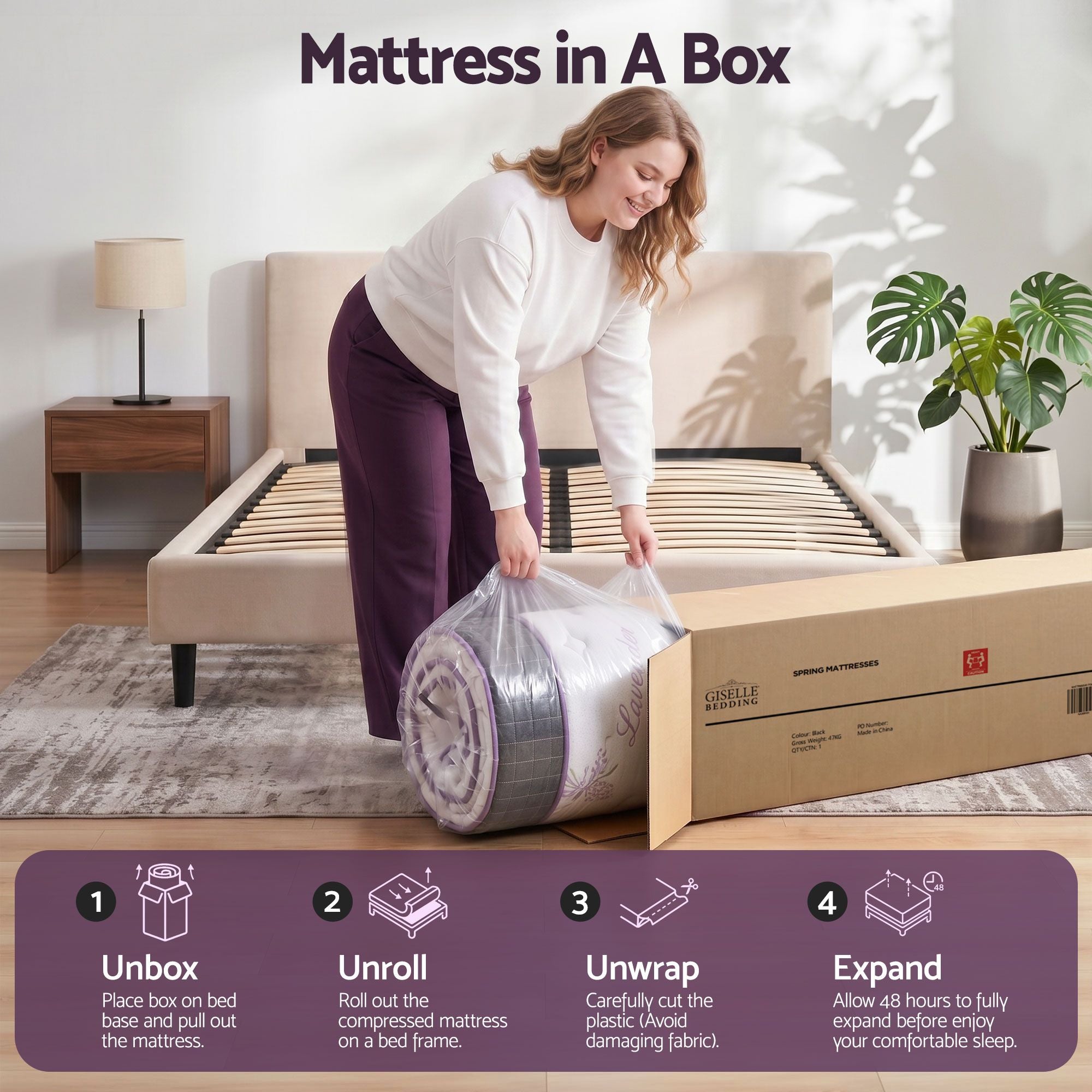 Giselle King Euro Top Mattress Firm Pocket Spring Edge Support