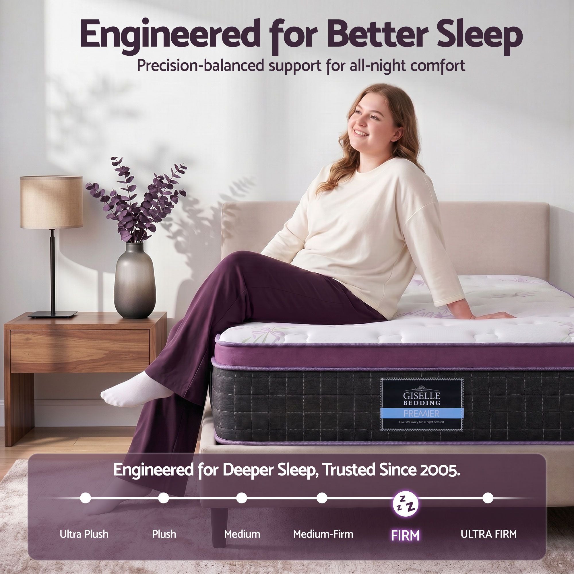 Giselle King Single Euro Top Mattress Firm Pocket Spring Edge Support
