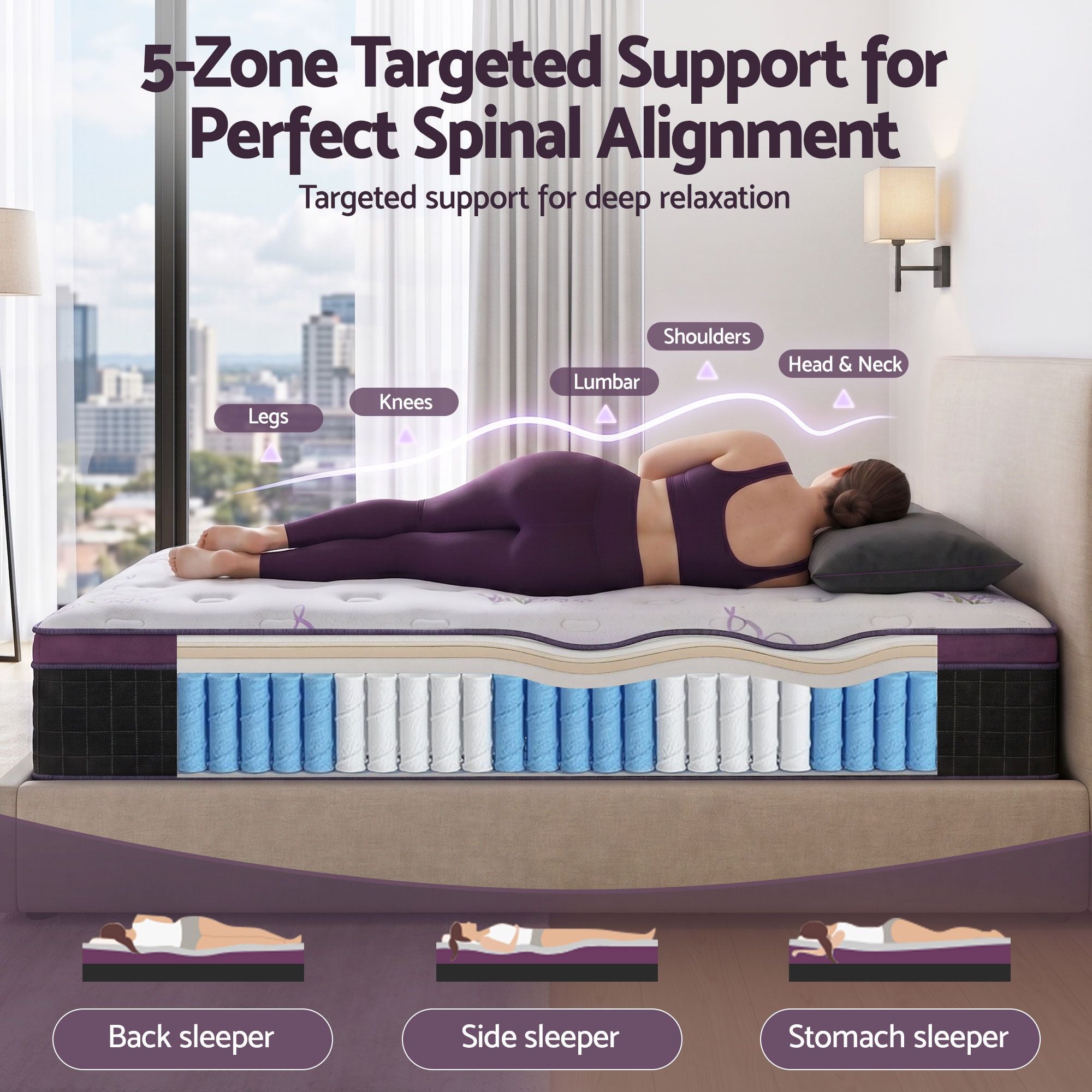 Giselle King Single Euro Top Mattress Firm Pocket Spring Edge Support