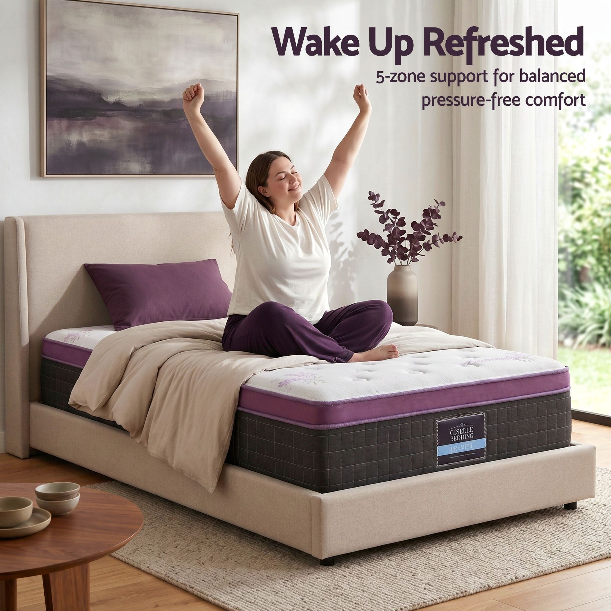 Giselle King Single Euro Top Mattress Firm Pocket Spring Edge Support