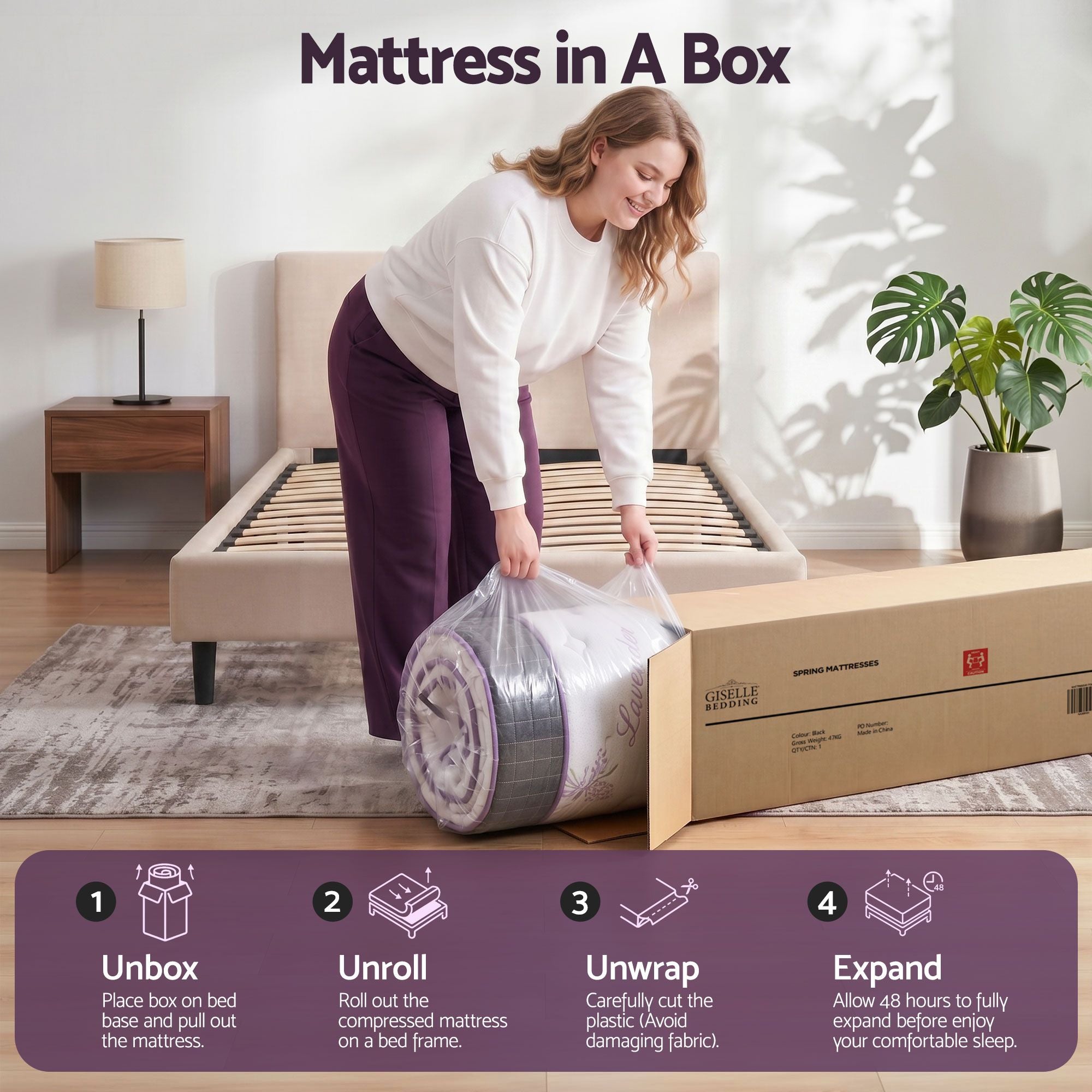 Giselle King Single Euro Top Mattress Firm Pocket Spring Edge Support