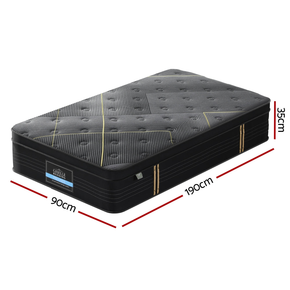 Single Mattress: 35cm Giselle Mattress Single Bed Bamboo Pocket Firm Foam