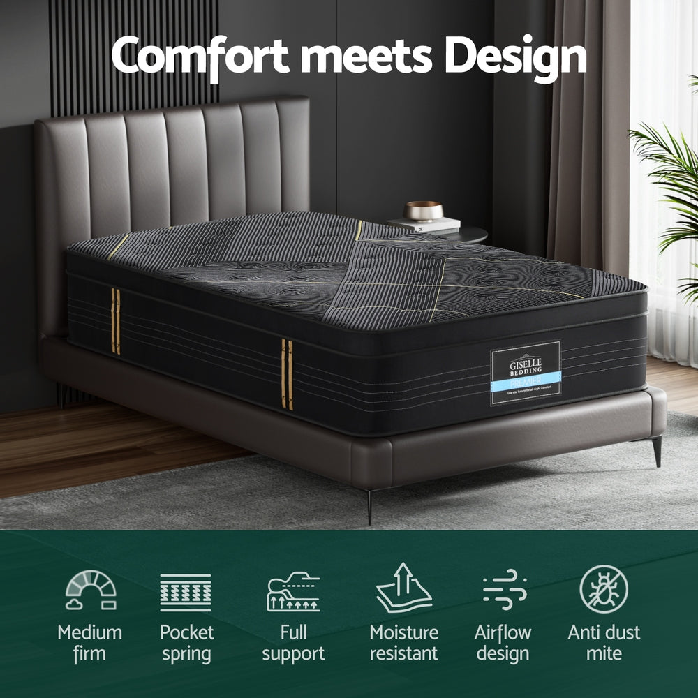 Single Mattress: 35cm Giselle Mattress Single Bed Bamboo Pocket Firm Foam