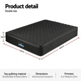 Double Mattress: Giselle Bedding Double Mattress 34cm Euro Top with 5-Zone Pocket Spring Support Black