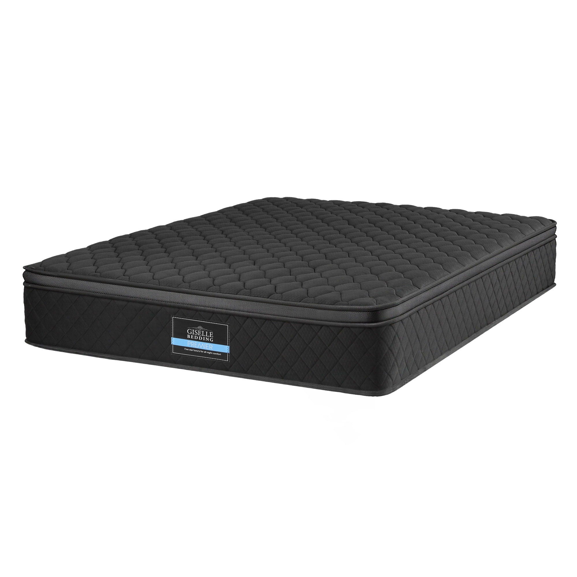 Giselle Bedding King Mattress 34cm Euro Top with 5-Zone Pocket Spring Support Black