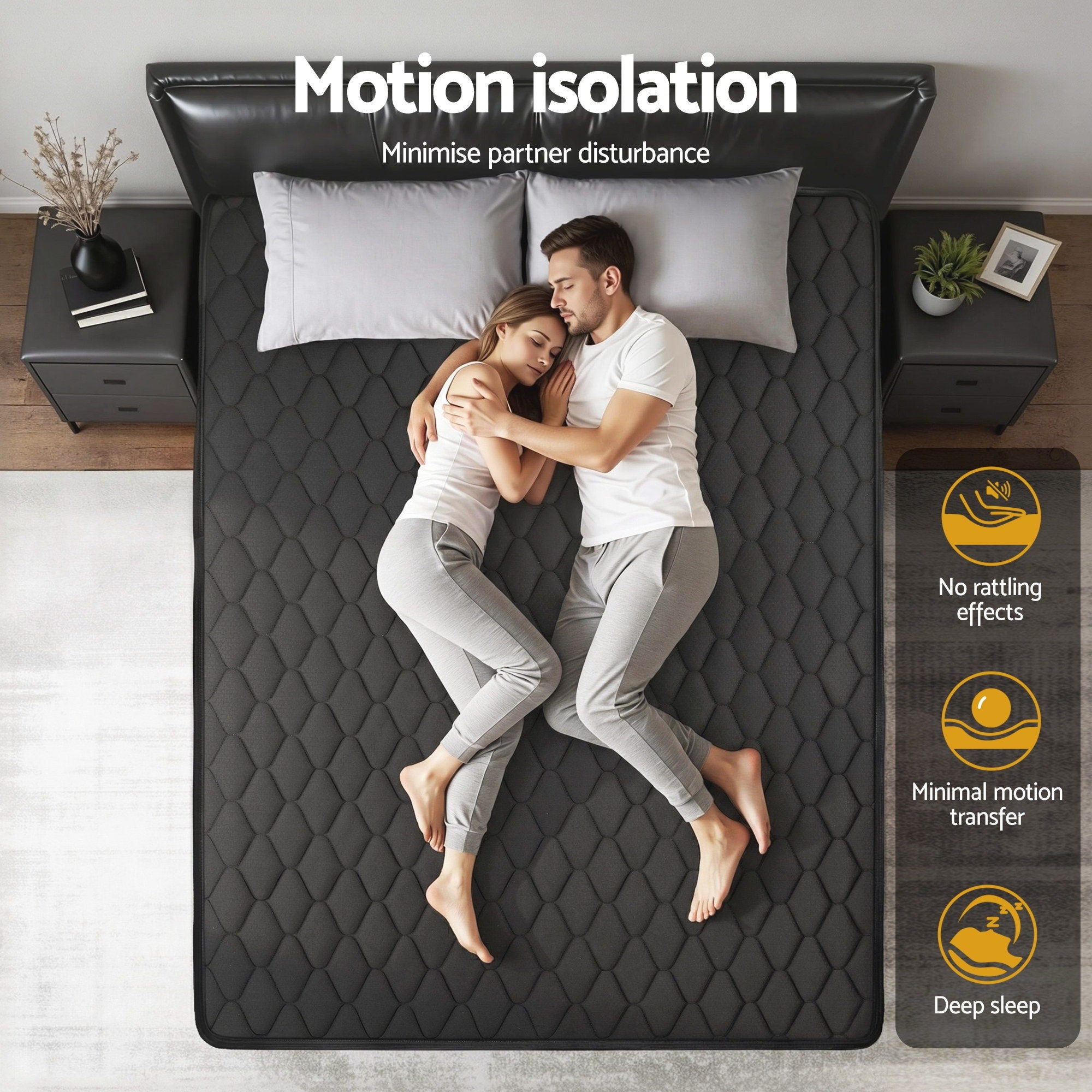 Giselle Bedding King Mattress 34cm Euro Top with 5-Zone Pocket Spring Support Black