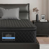 King Single Mattress: Giselle Bedding King Single Mattress 34cm Euro Top with 5-Zone Pocket Spring Support Black
