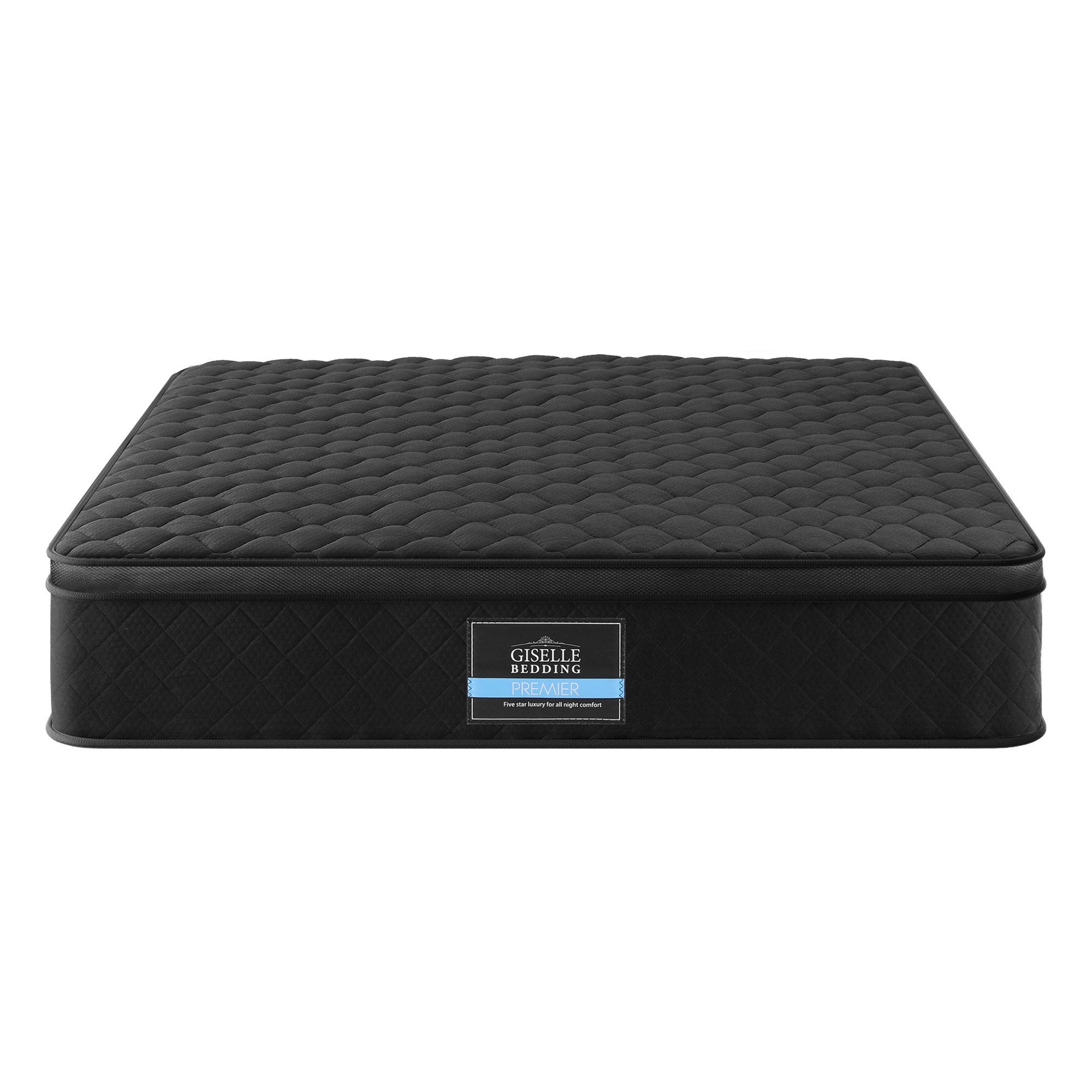 Queen Mattress: Giselle Bedding Queen Mattress 34cm Euro Top with 5-Zone Pocket Spring Support Black