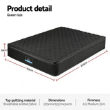 Queen Mattress: Giselle Bedding Queen Mattress 34cm Euro Top with 5-Zone Pocket Spring Support Black