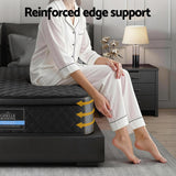 Queen Mattress: Giselle Bedding Queen Mattress 34cm Euro Top with 5-Zone Pocket Spring Support Black