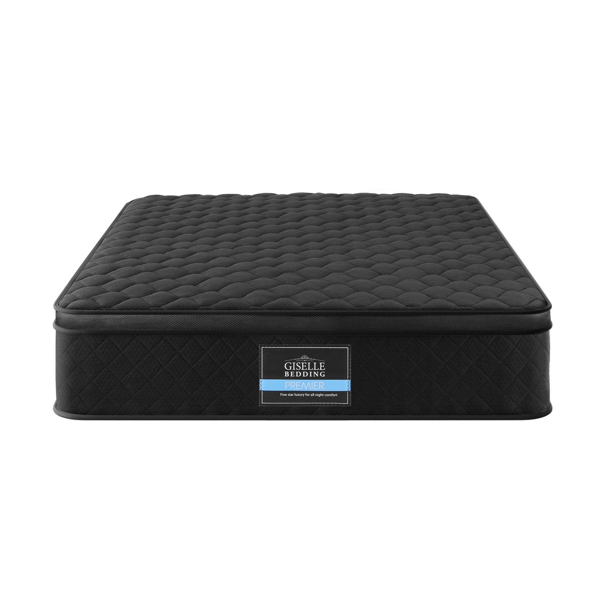 Single Mattress: Giselle Bedding Single Mattress 34cm Euro Top with 5-Zone Pocket Spring Support Black