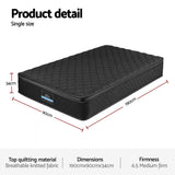 Single Mattress: Giselle Bedding Single Mattress 34cm Euro Top with 5-Zone Pocket Spring Support Black