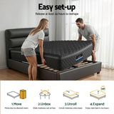 Single Mattress: Giselle Bedding Single Mattress 34cm Euro Top with 5-Zone Pocket Spring Support Black