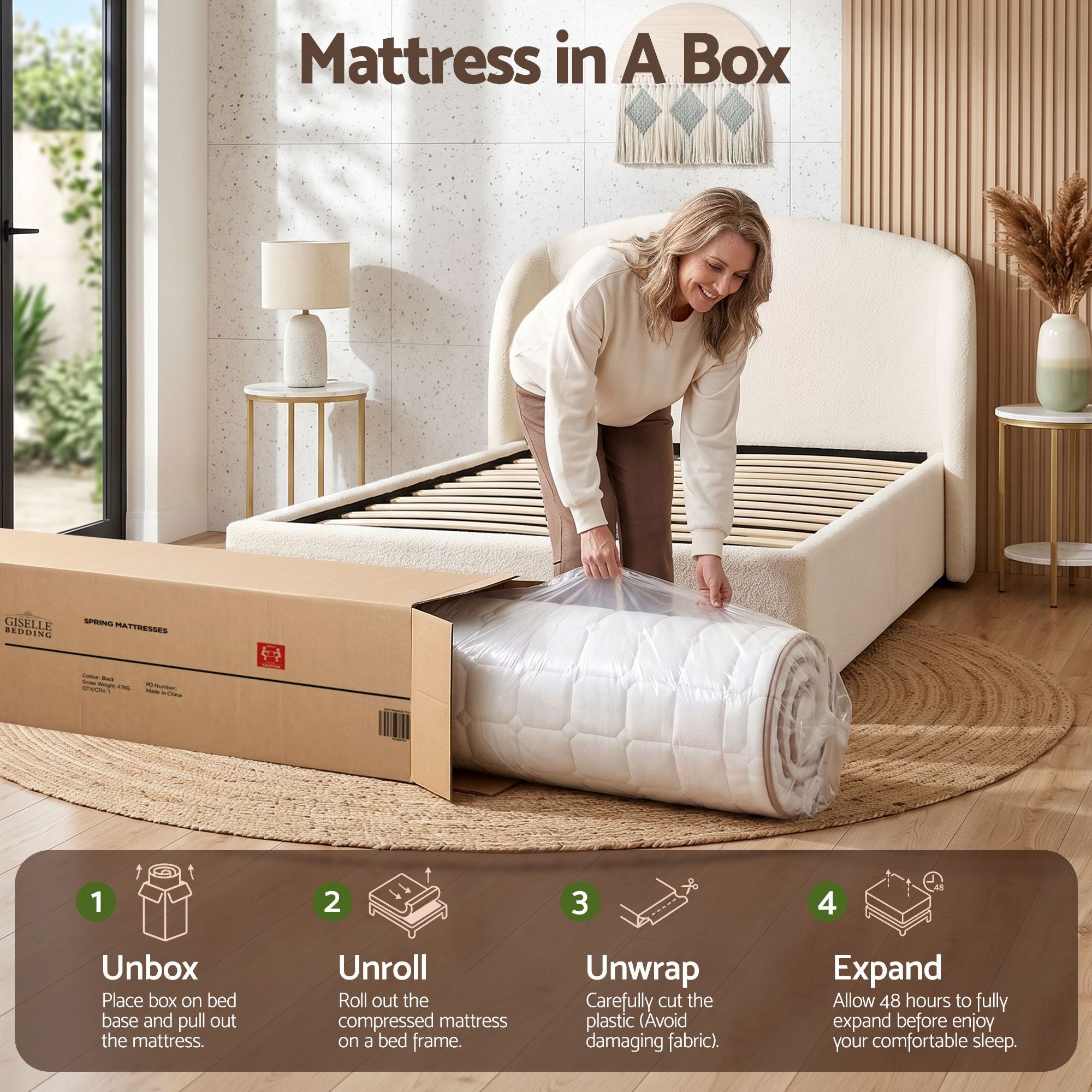 Giselle 20cm Firm Single Mattress Pocket Spring for Bedroom or Guest Room