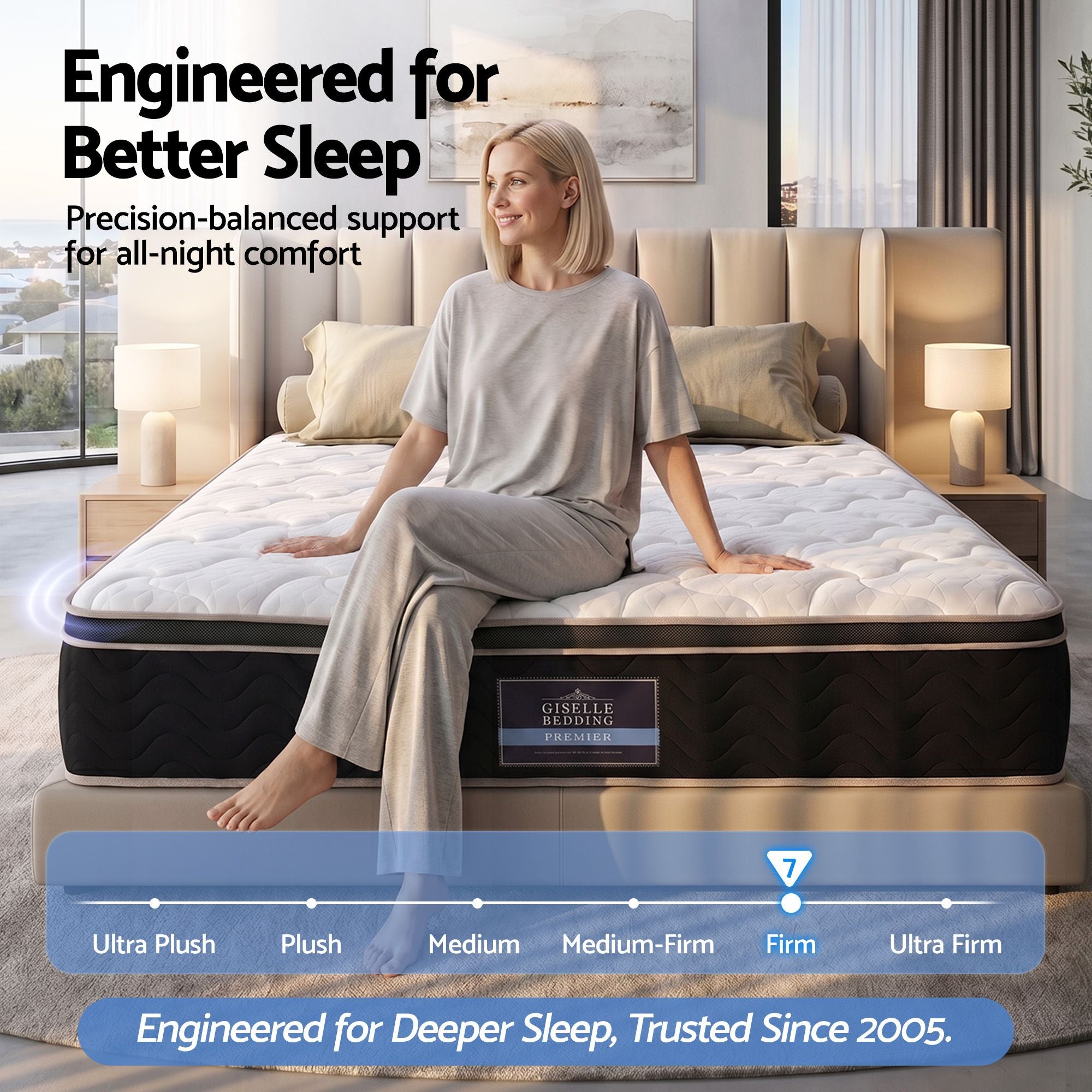 Giselle 35cm Queen Mattress Firm with Copper Memory Foam and Edge Support