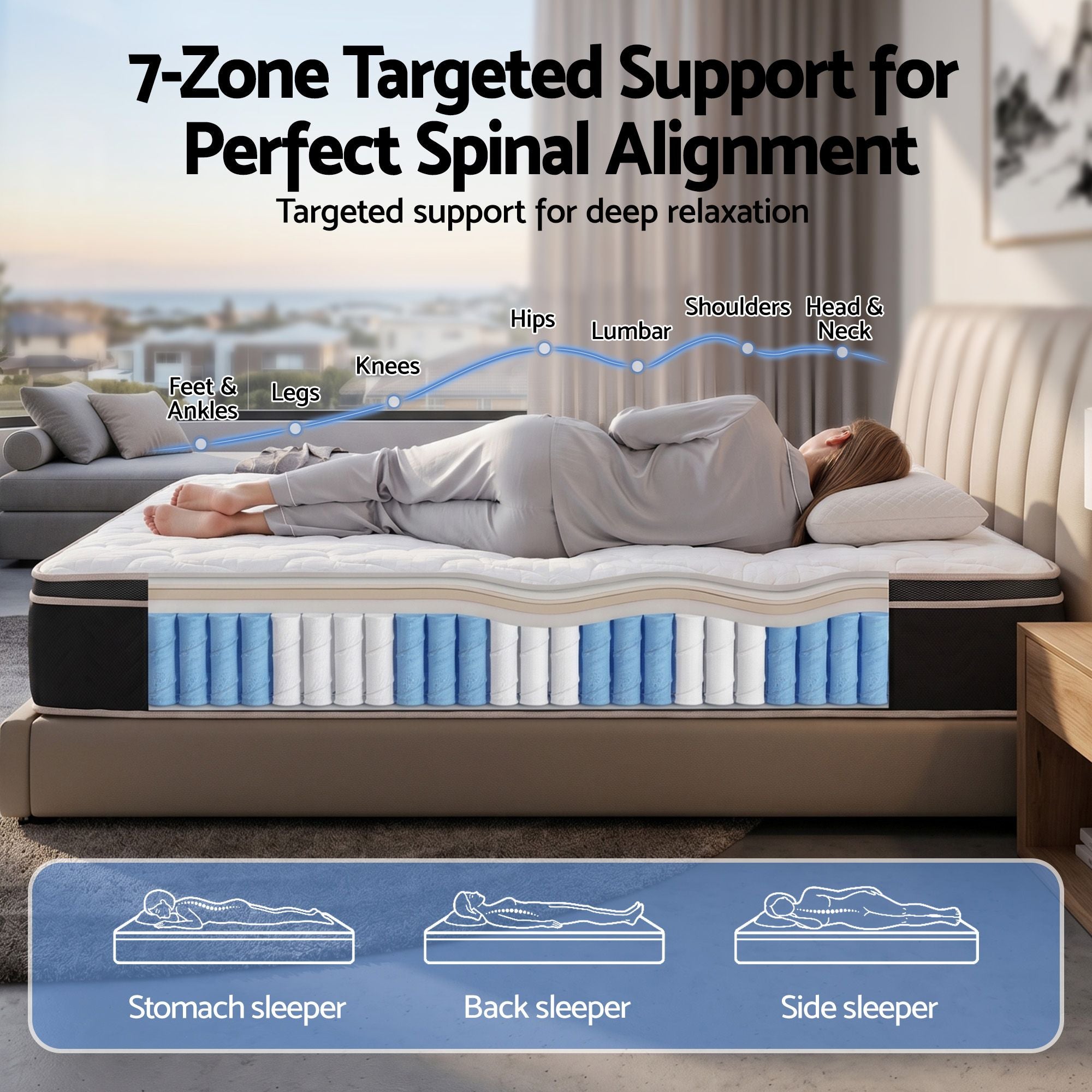 Giselle 35cm Queen Mattress Firm with Copper Memory Foam and Edge Support