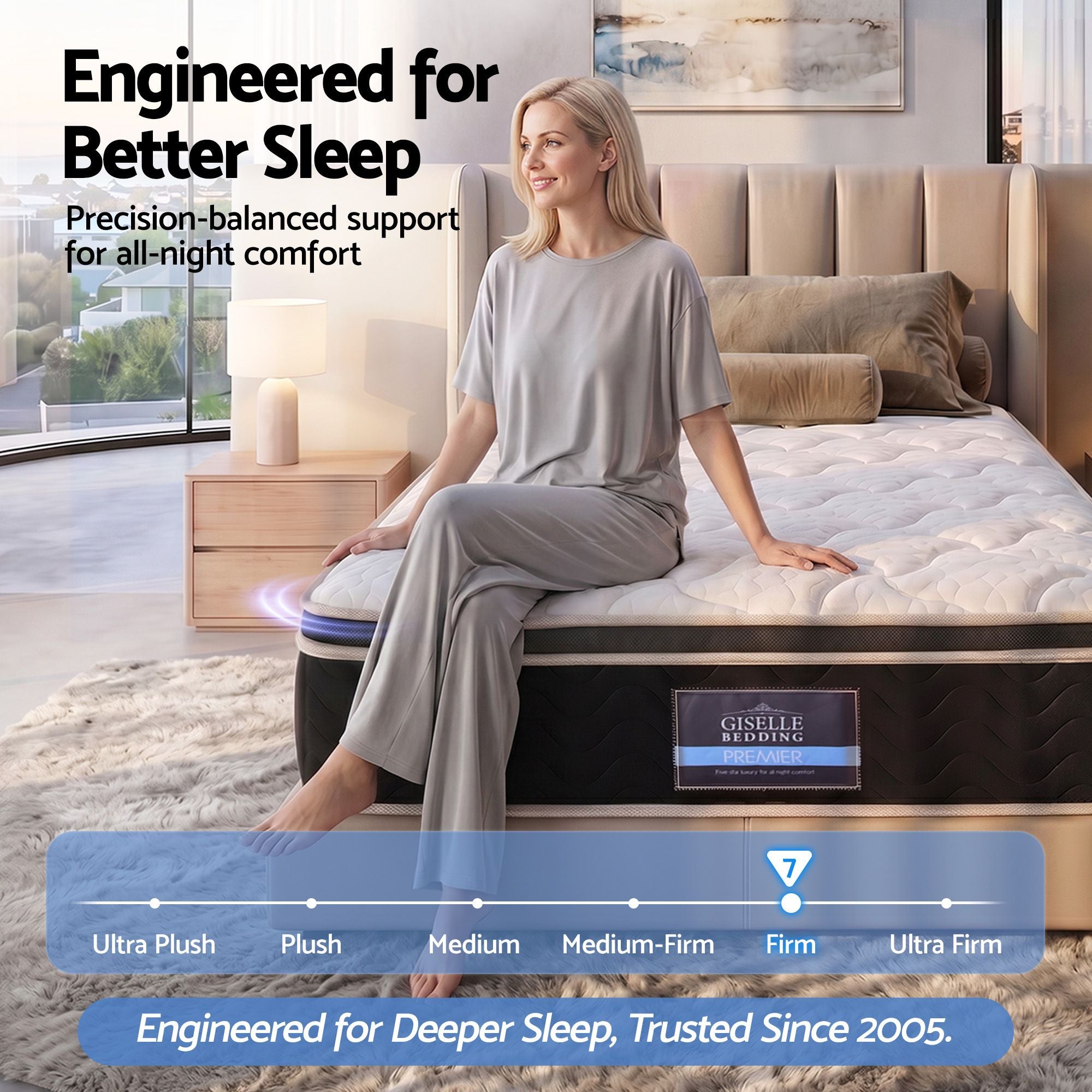 Giselle 35cm Single Mattress Firm with Copper Memory Foam and Edge Support