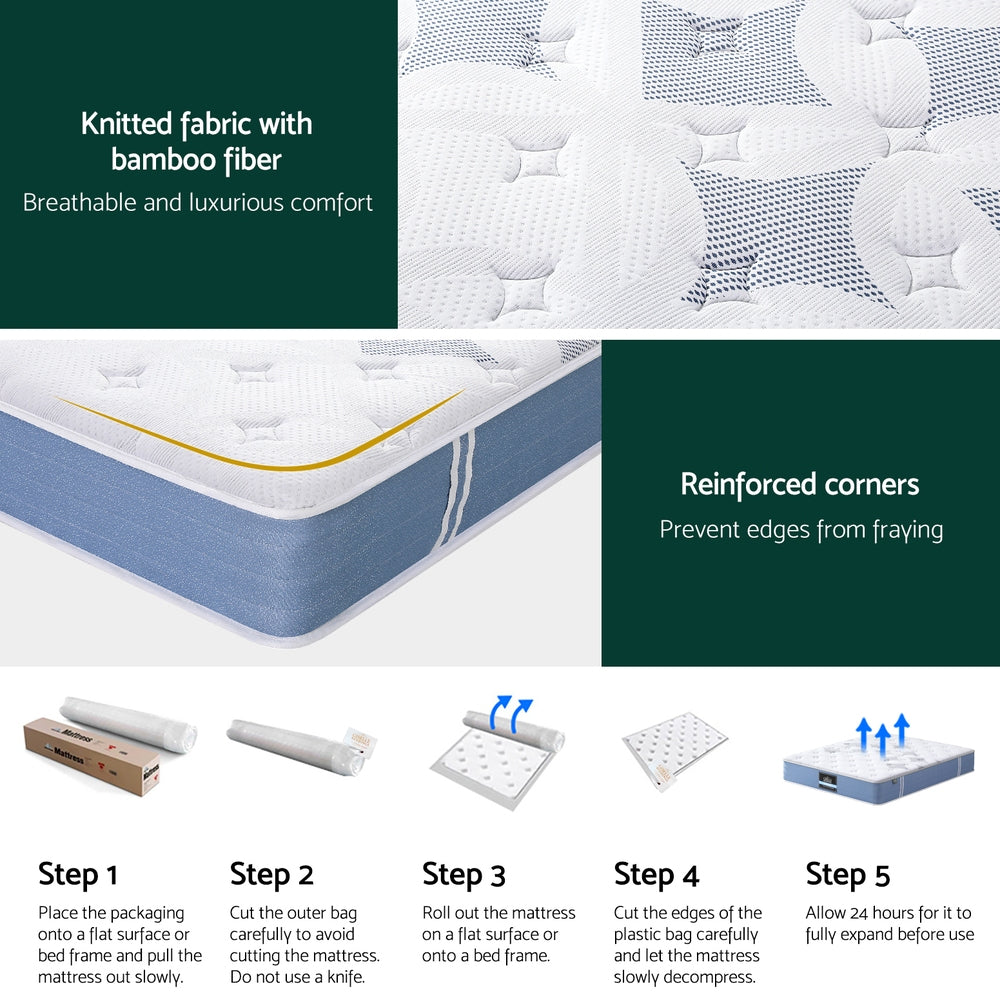 Queen Mattress: 25cm Giselle Mattress Queen Bed Pocket Spring Mattresses