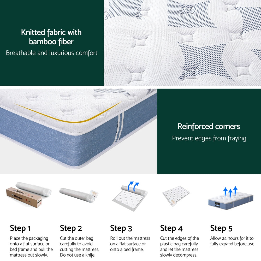 Single Mattress: 25cm Giselle Mattress Single Bed Pocket Spring Mattresses
