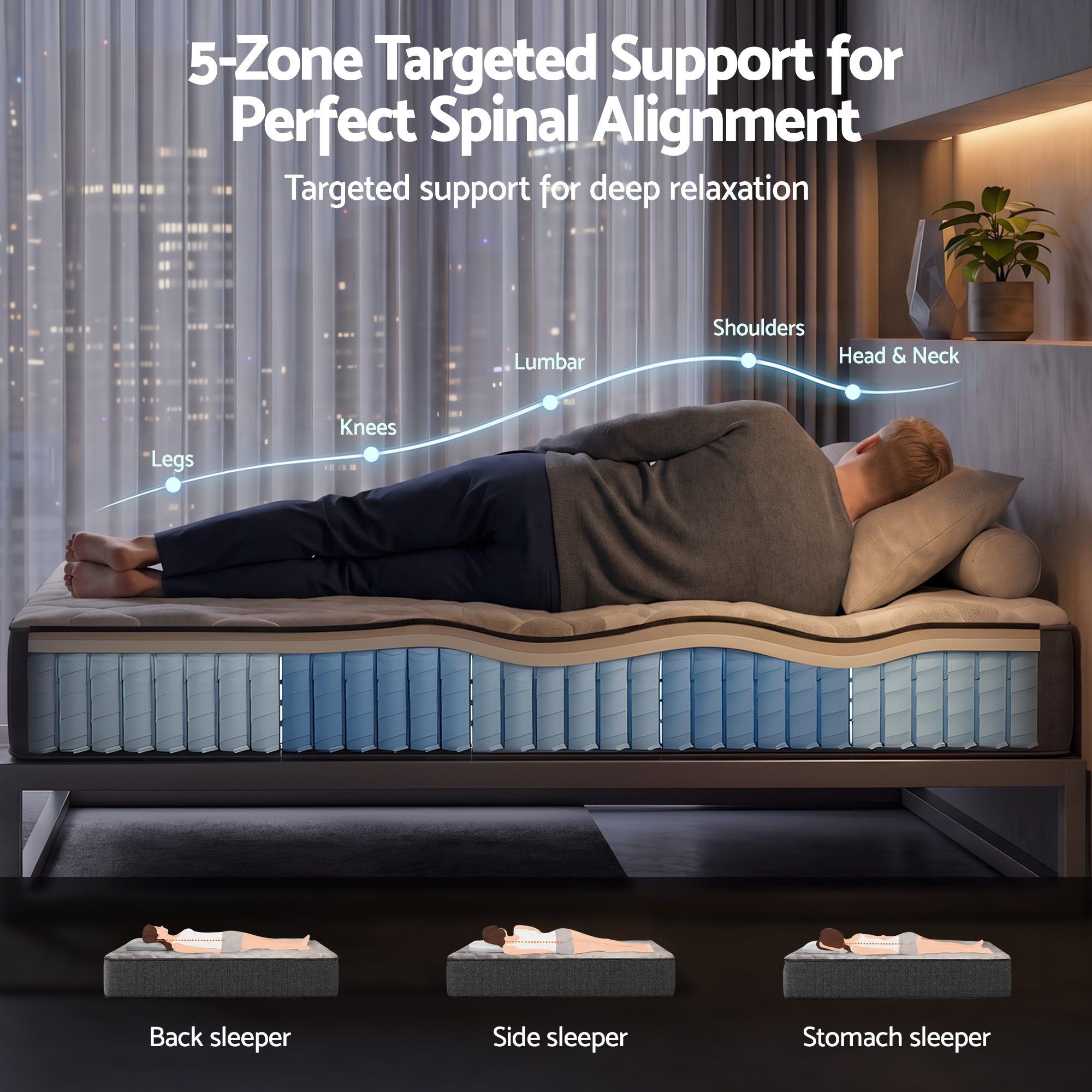Giselle 30cm Double Mattress with Edge Support and 5-Zone Comfort