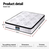 Queen Mattress: Giselle Bedding Queen Mattress 30cm Pocket Spring Euro Top Medium Firm Foam