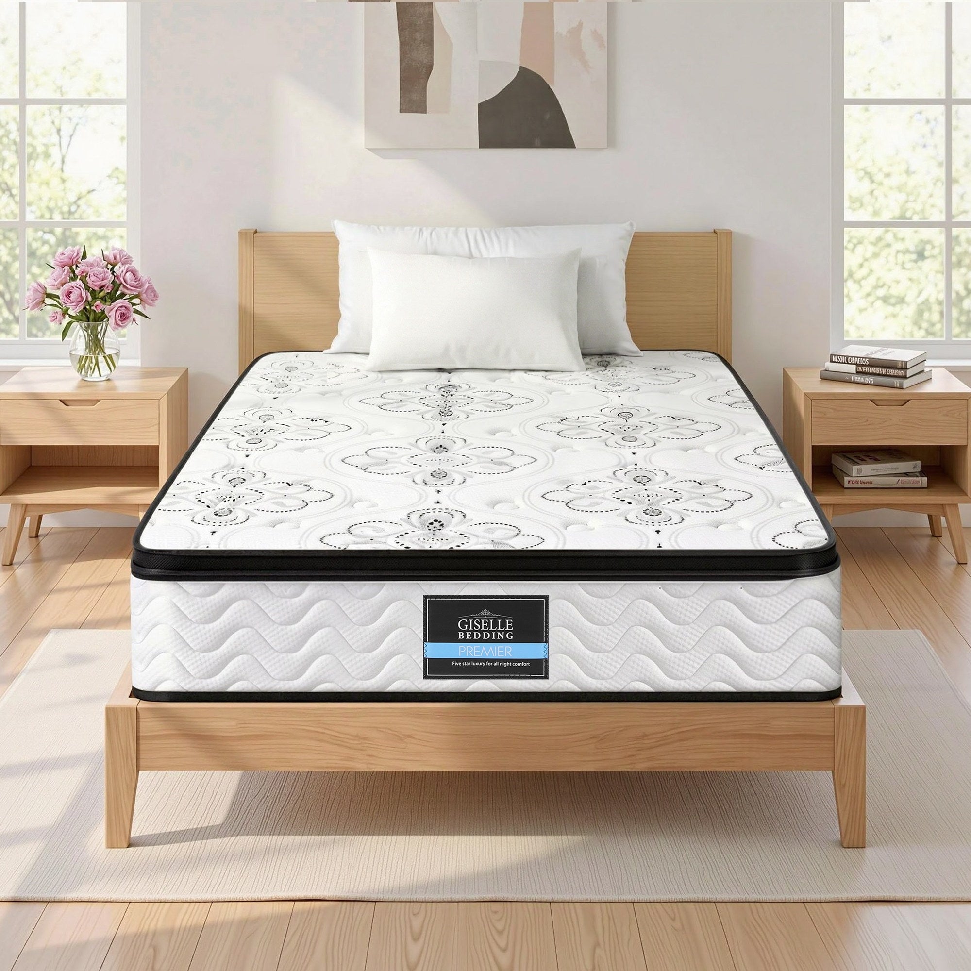 Single Mattress: Giselle Bedding Single Mattress 30cm Pocket Spring Euro Top Medium Firm Foam