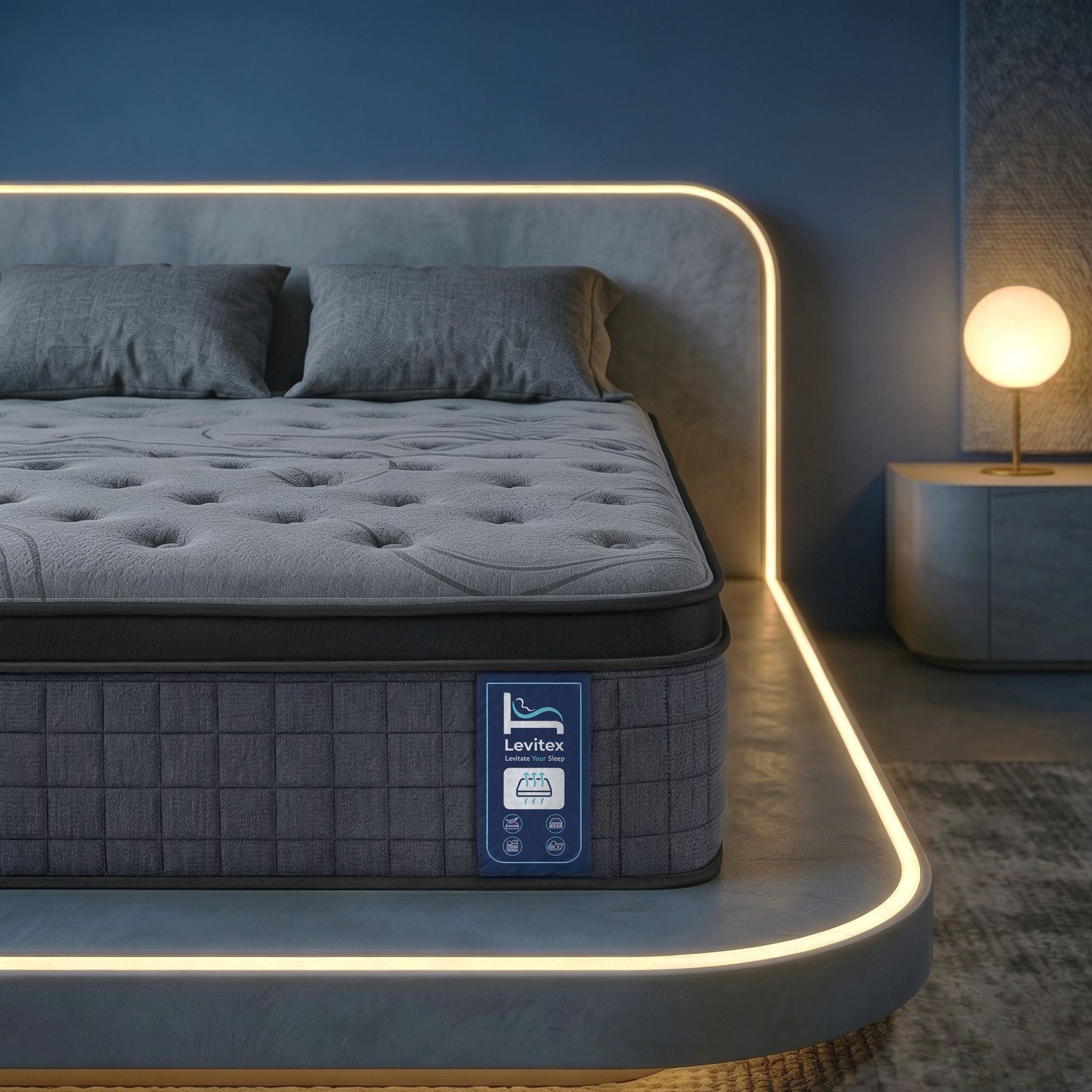 Levitex Double Mattress 33 cm 7-Zone Pocket Spring 8.0 Extra Firm with Dual-Row Edge Support & Breathable Knit Cover