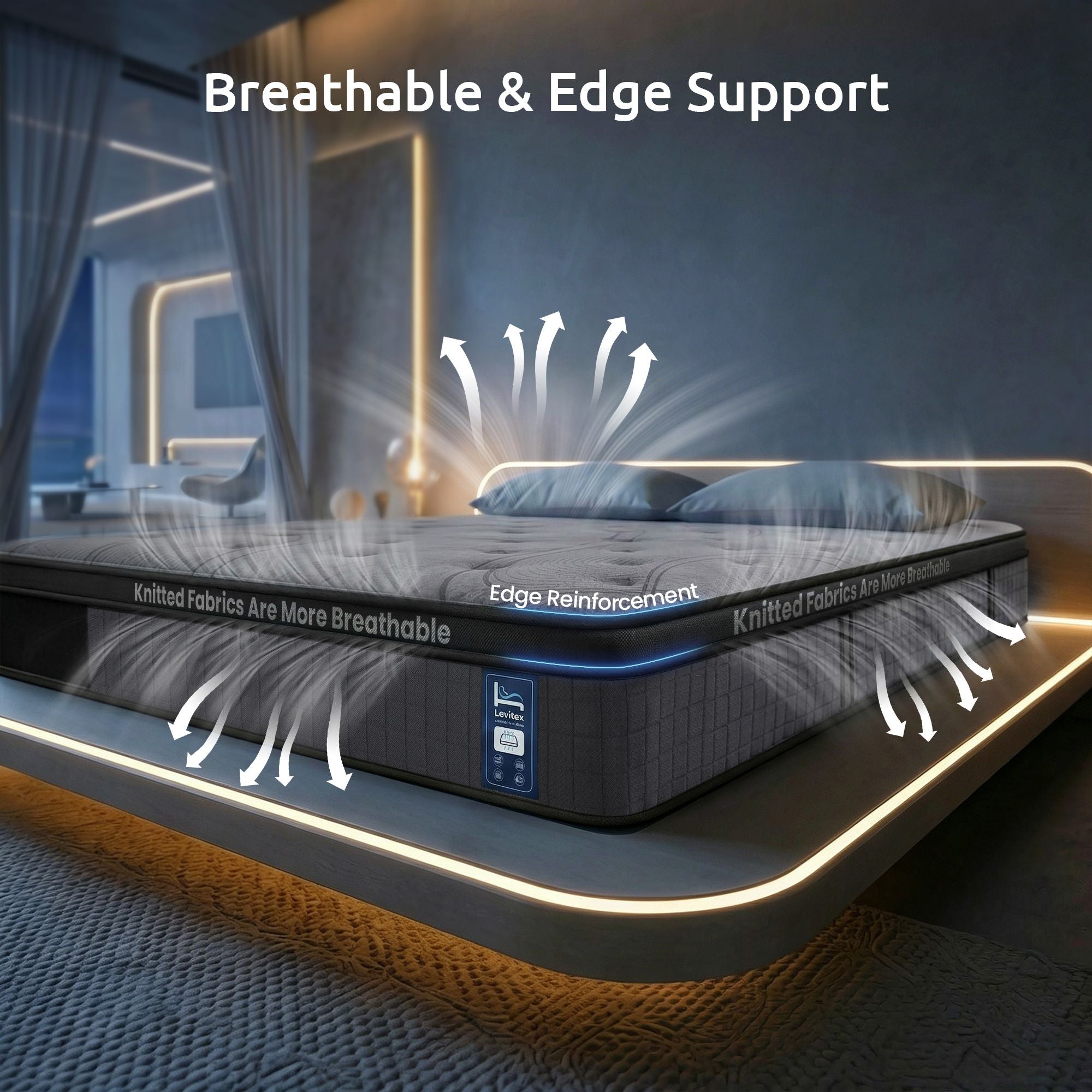 Levitex Single Mattress 33 cm 7-Zone Pocket Spring 8.0 Extra Firm with Dual-Row Edge Support & Breathable Knit Cover
