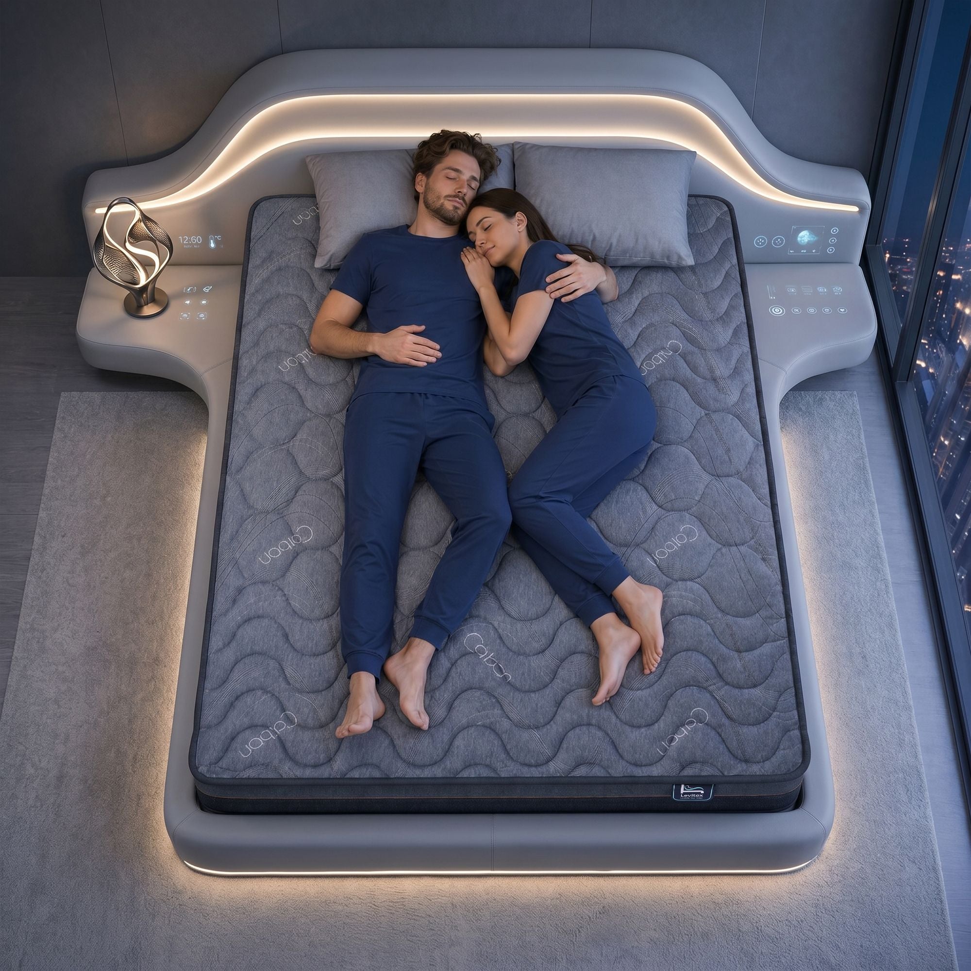Levitex Queen Mattress 25 cm Hybrid Pocket Spring with 4cm Egg Crate Foam for Deep Sleep Bamboo Charcoal Fabric